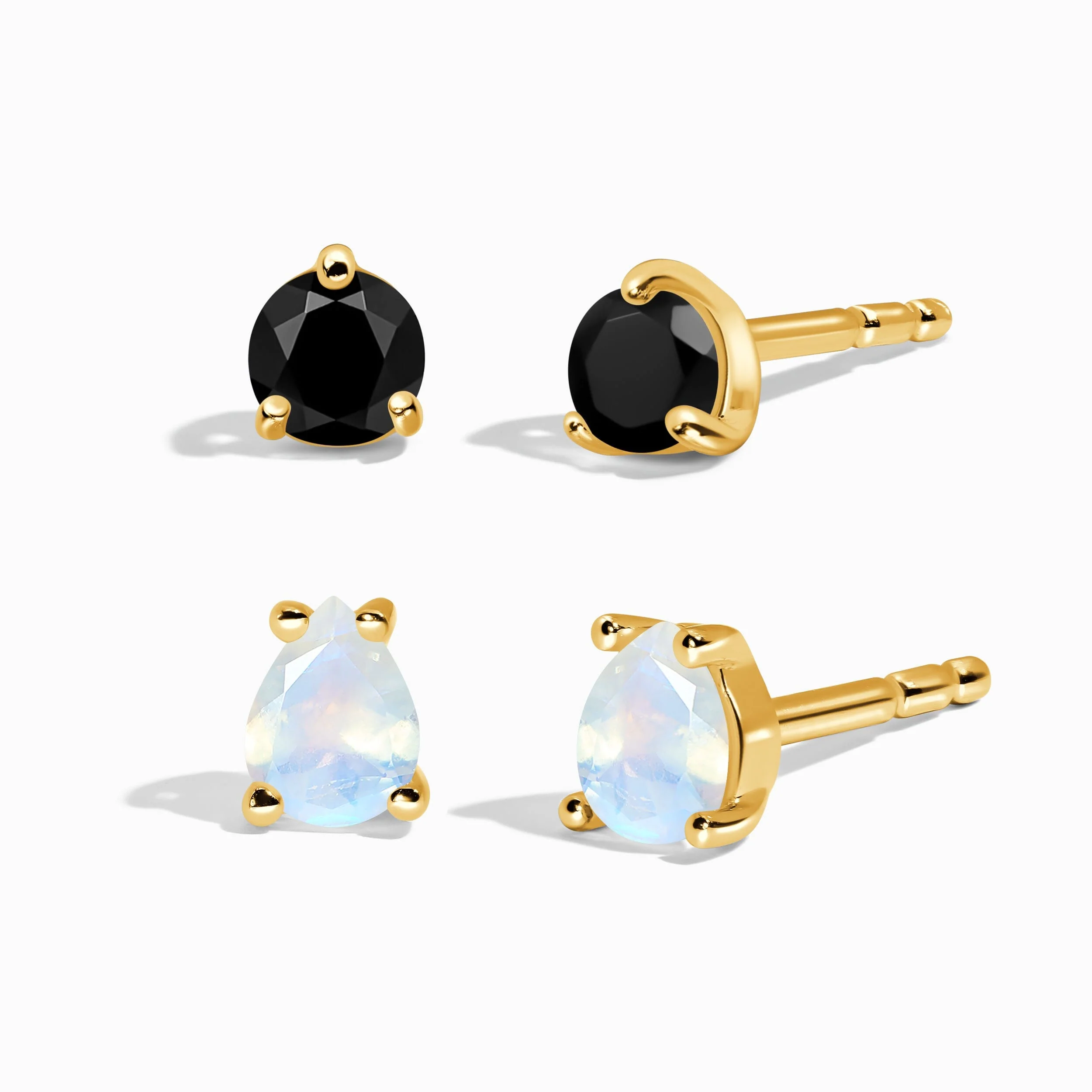 Black Obsidian Moonstone Petite Round & Teardrop Studs - Image 5