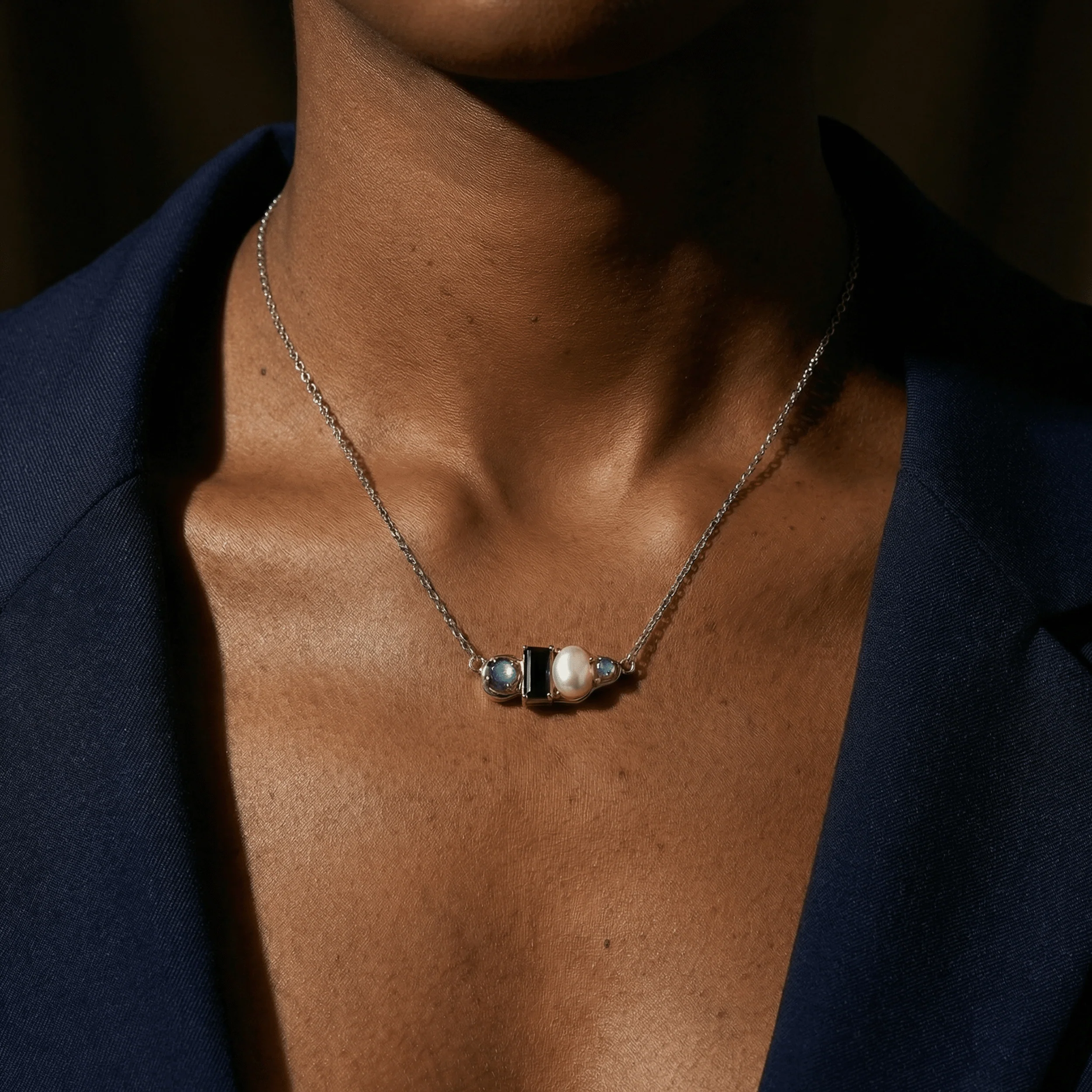 Black Obsidian Pearl Necklace - Treasure - Image 2