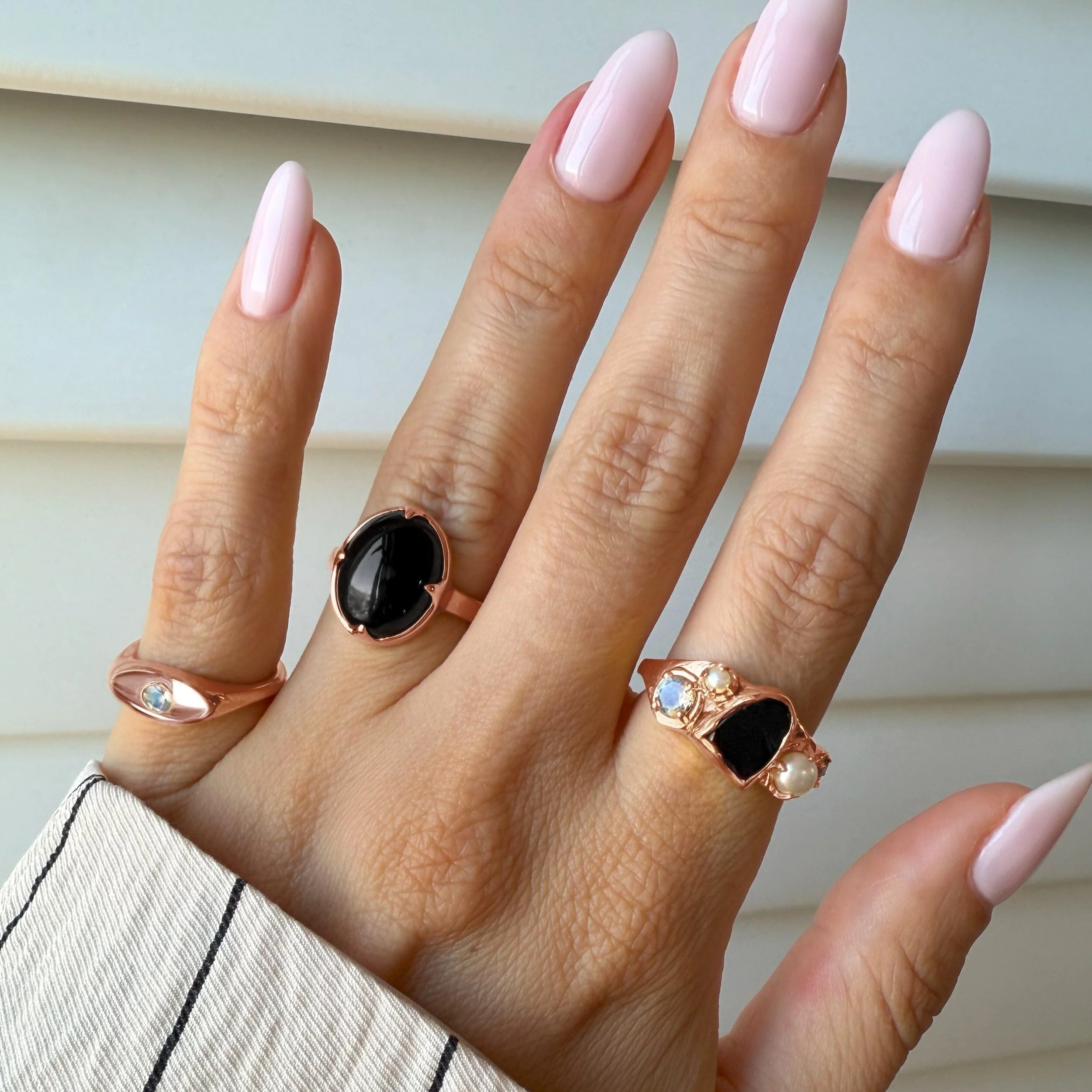 Black Obsidian Pearl Ring - Midnight Heirloom - Image 13
