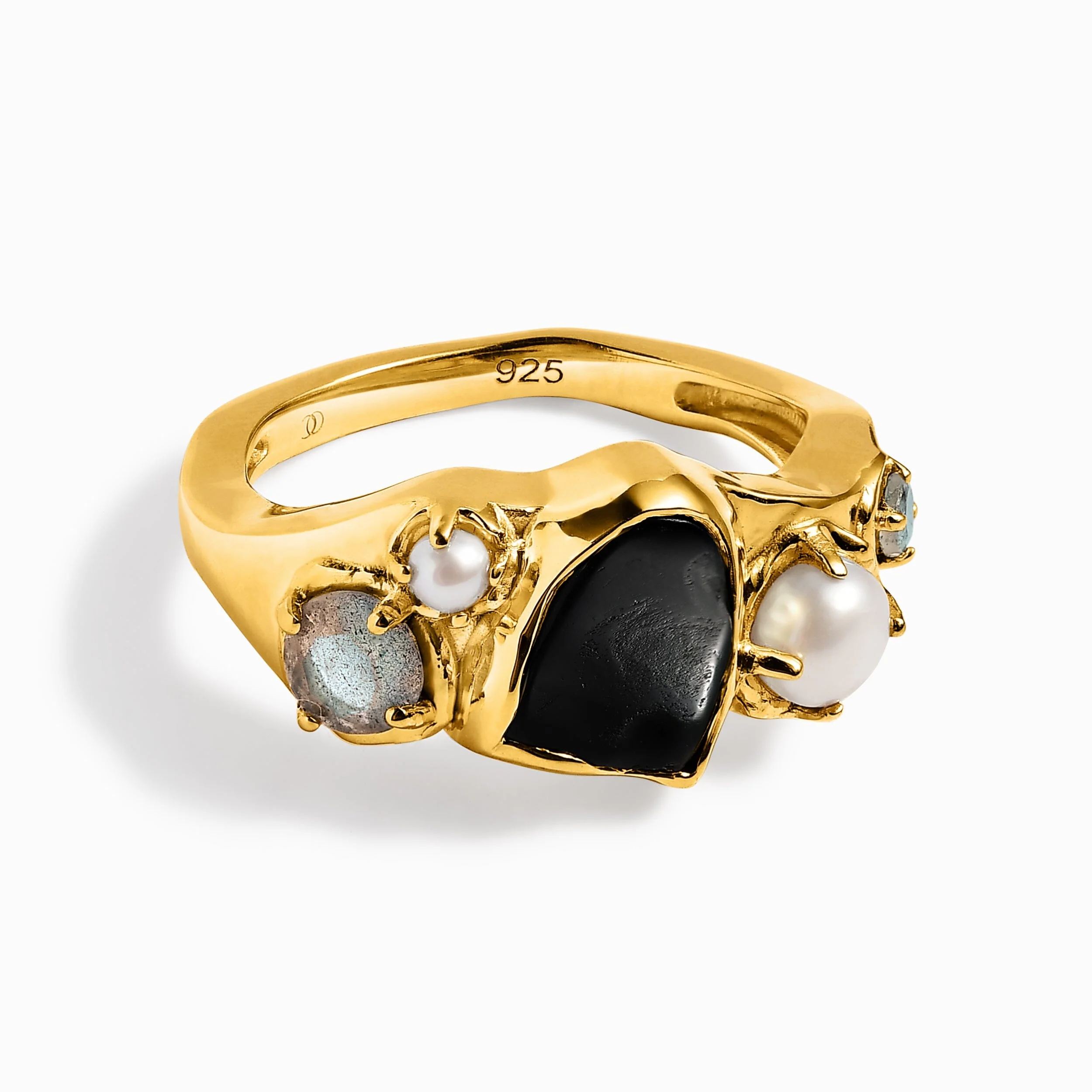 Black Obsidian Pearl Ring - Midnight Heirloom - Image 20