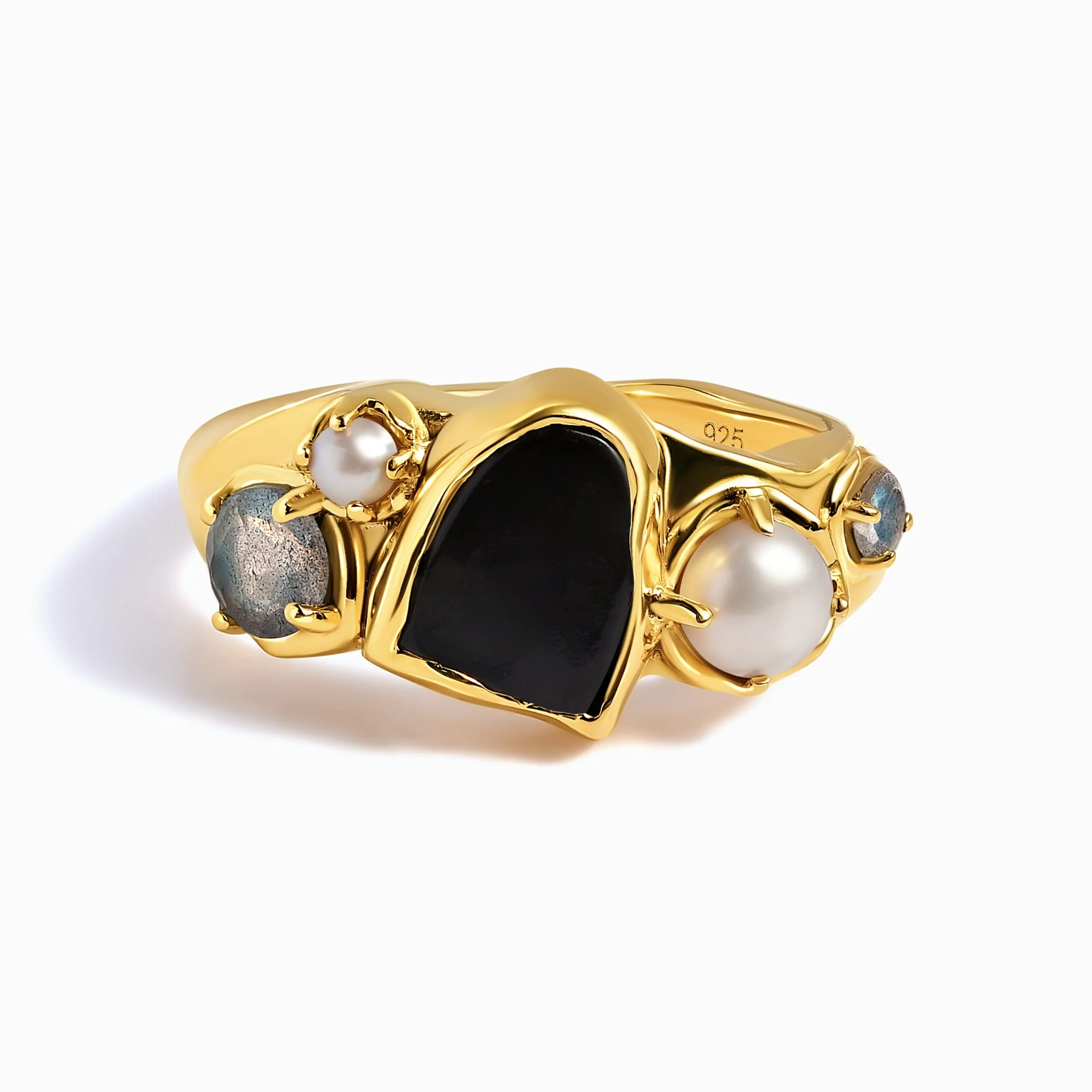 Black Obsidian Pearl Ring - Midnight Heirloom - Image 5