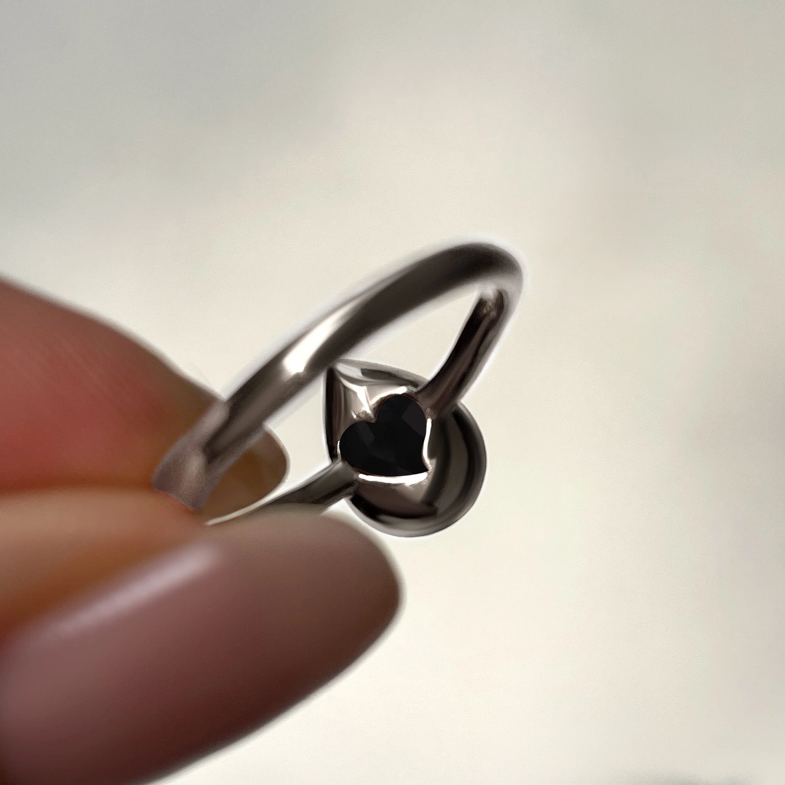 Black Obsidian Ring - Hidden Heart - Image 3
