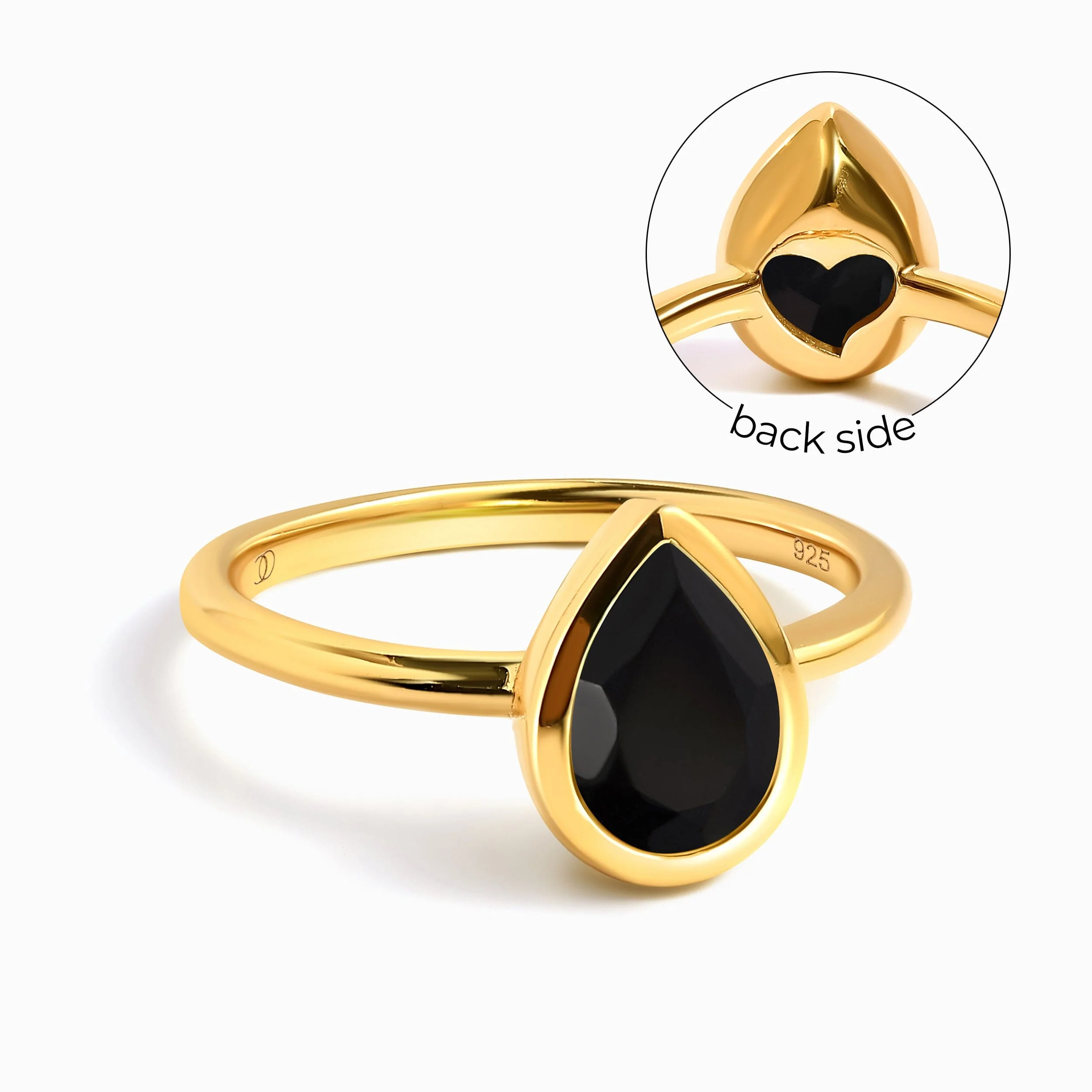 Black Obsidian Ring - Hidden Heart - Image 7