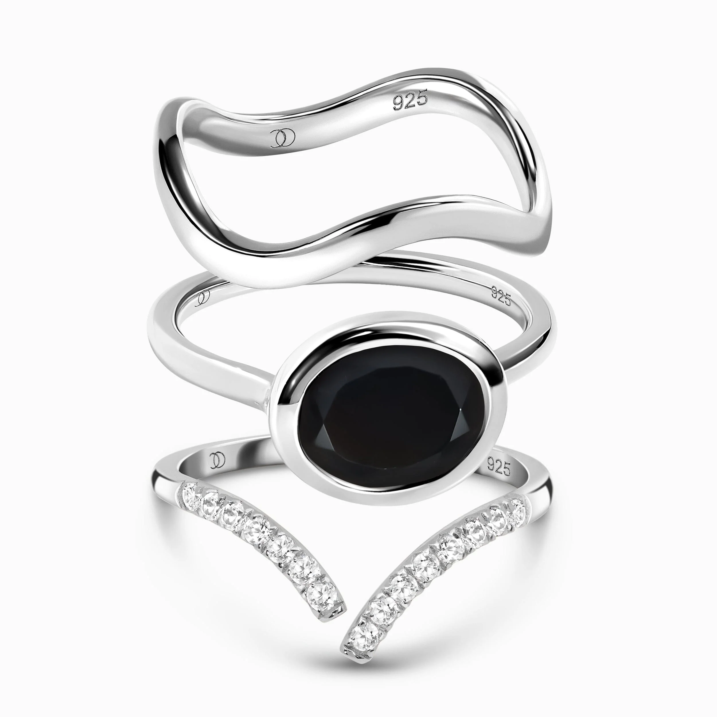 Black Obsidian Skin Touch Ring - Infinite Ring & Waves Band