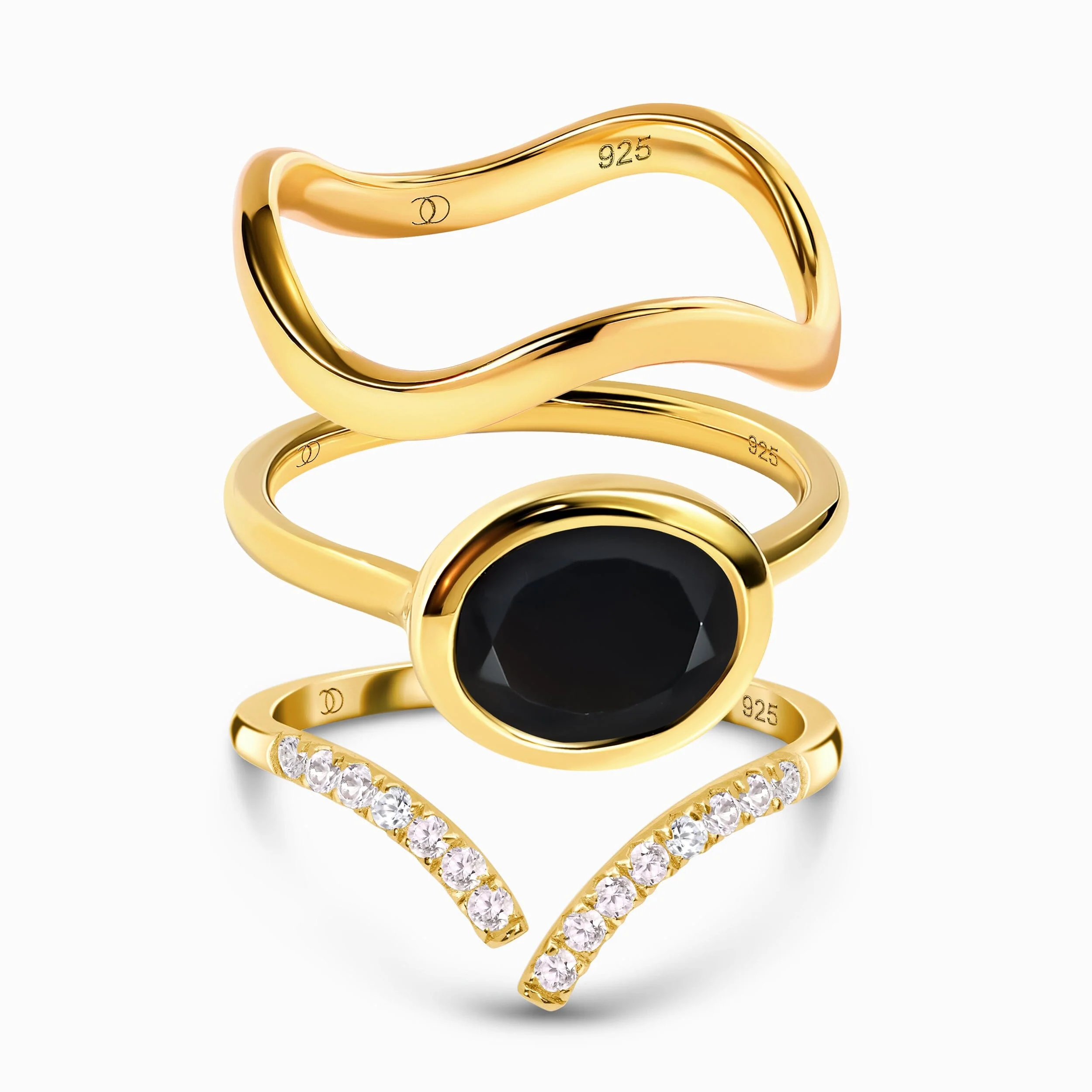 Black Obsidian Skin Touch Ring - Infinite Ring & Waves Band - Image 3