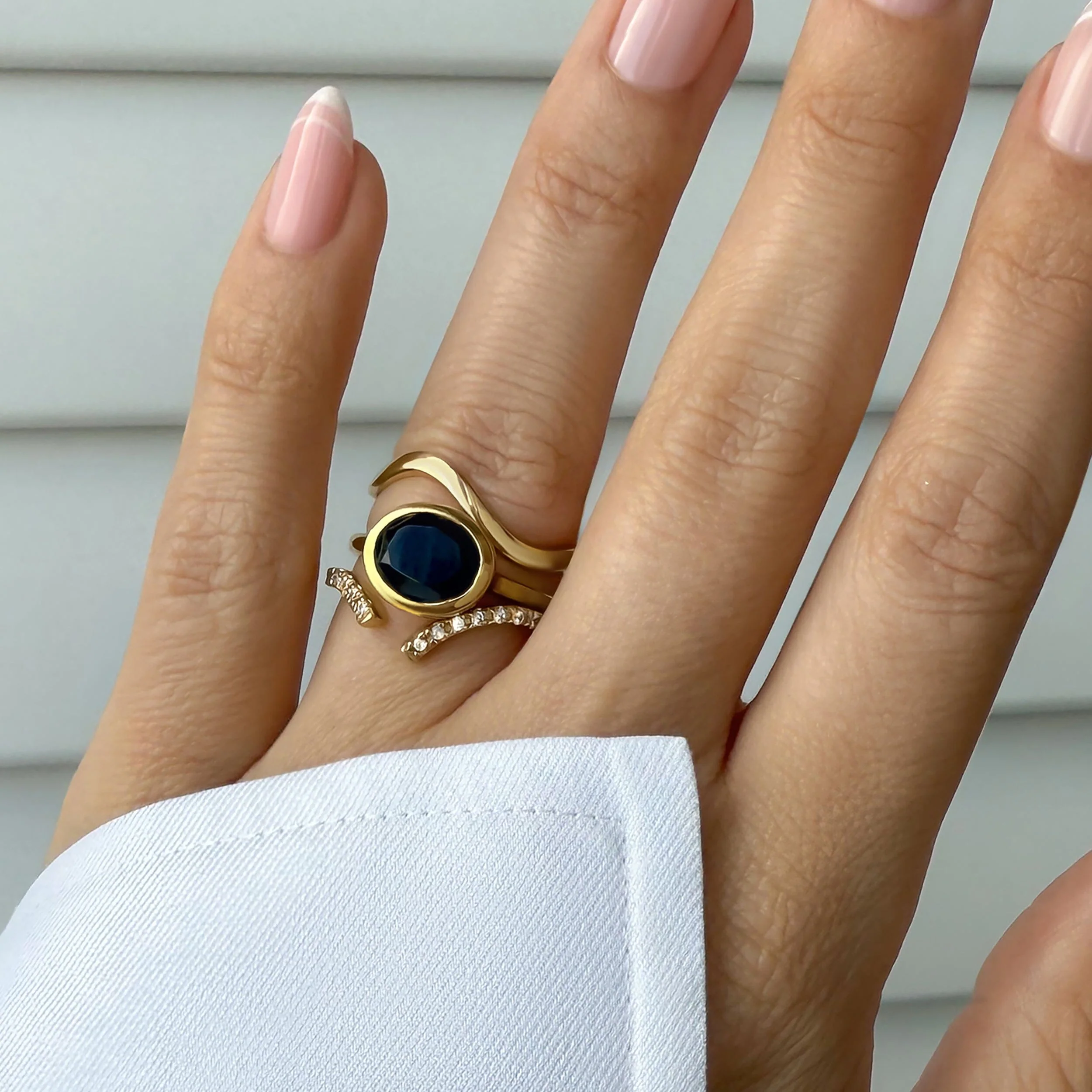 Black Obsidian Skin Touch Ring - Infinite Ring & Waves Band - Image 4