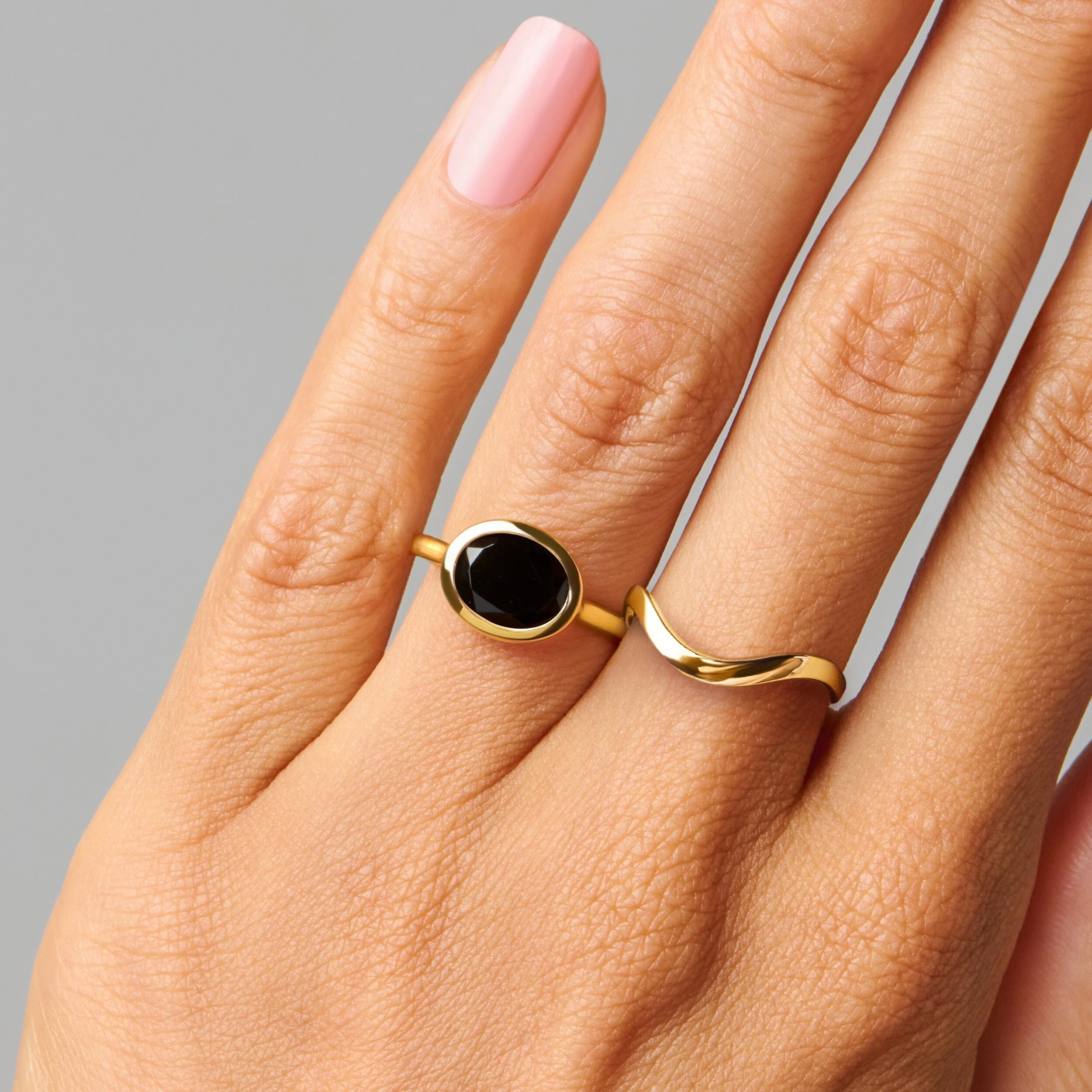 Black Obsidian Skin Touch Ring & Waves Band - Image 4
