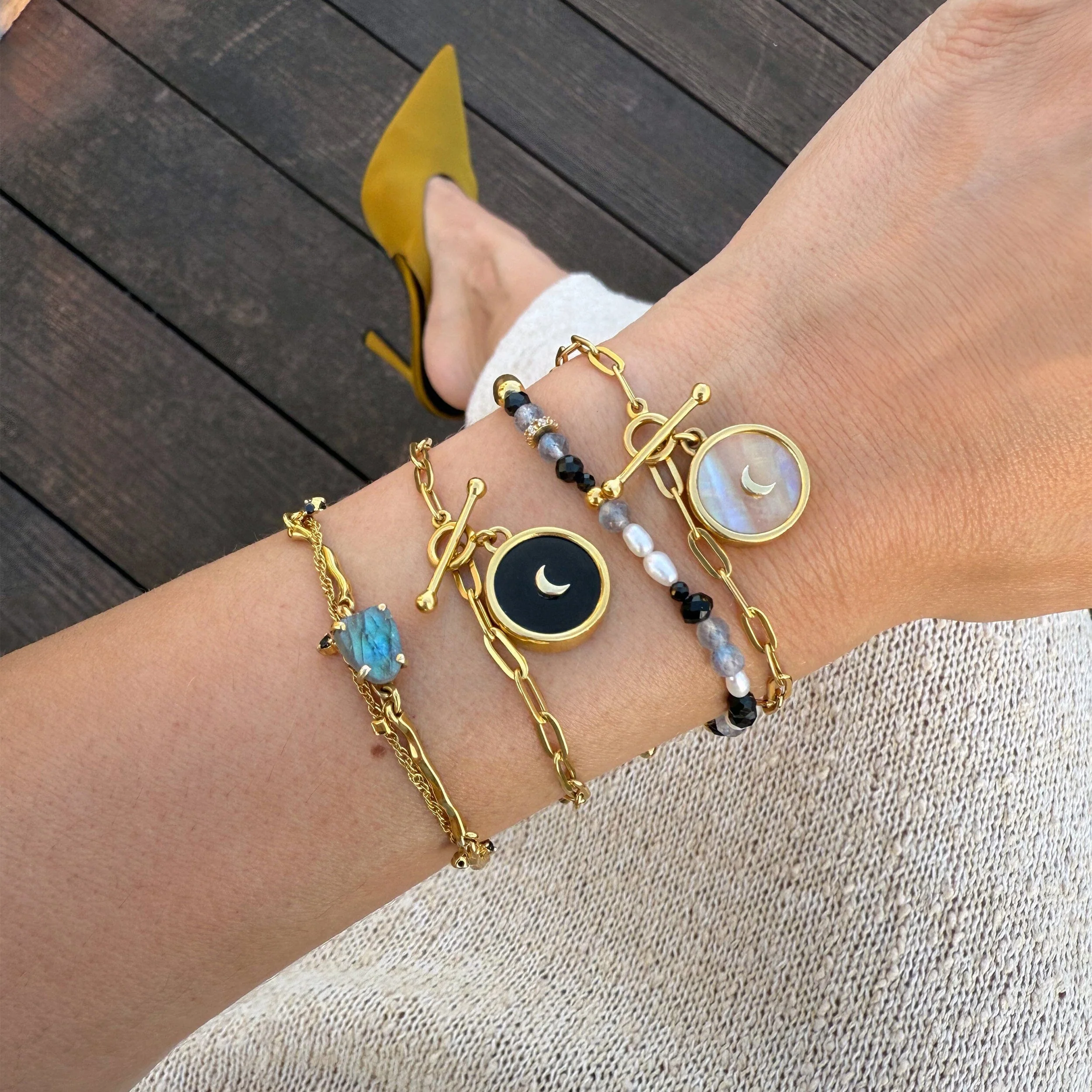 Black Obsidian Widelink T-Lock Bracelet - Dream - Image 15