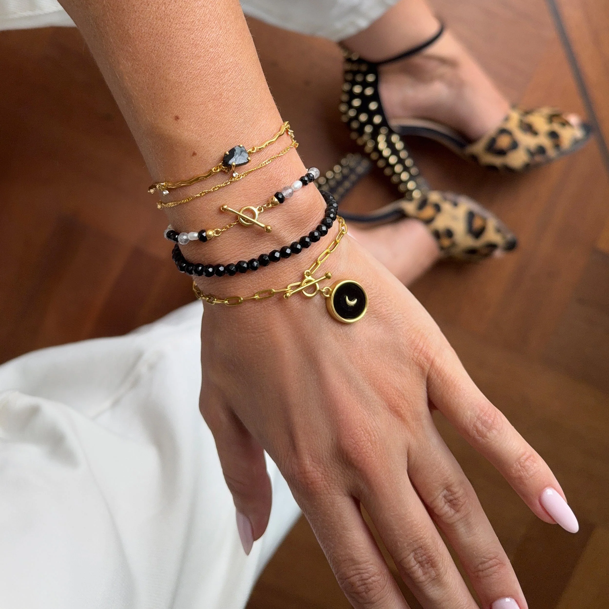 Black Obsidian Widelink T-Lock Bracelet - Dream - Image 16