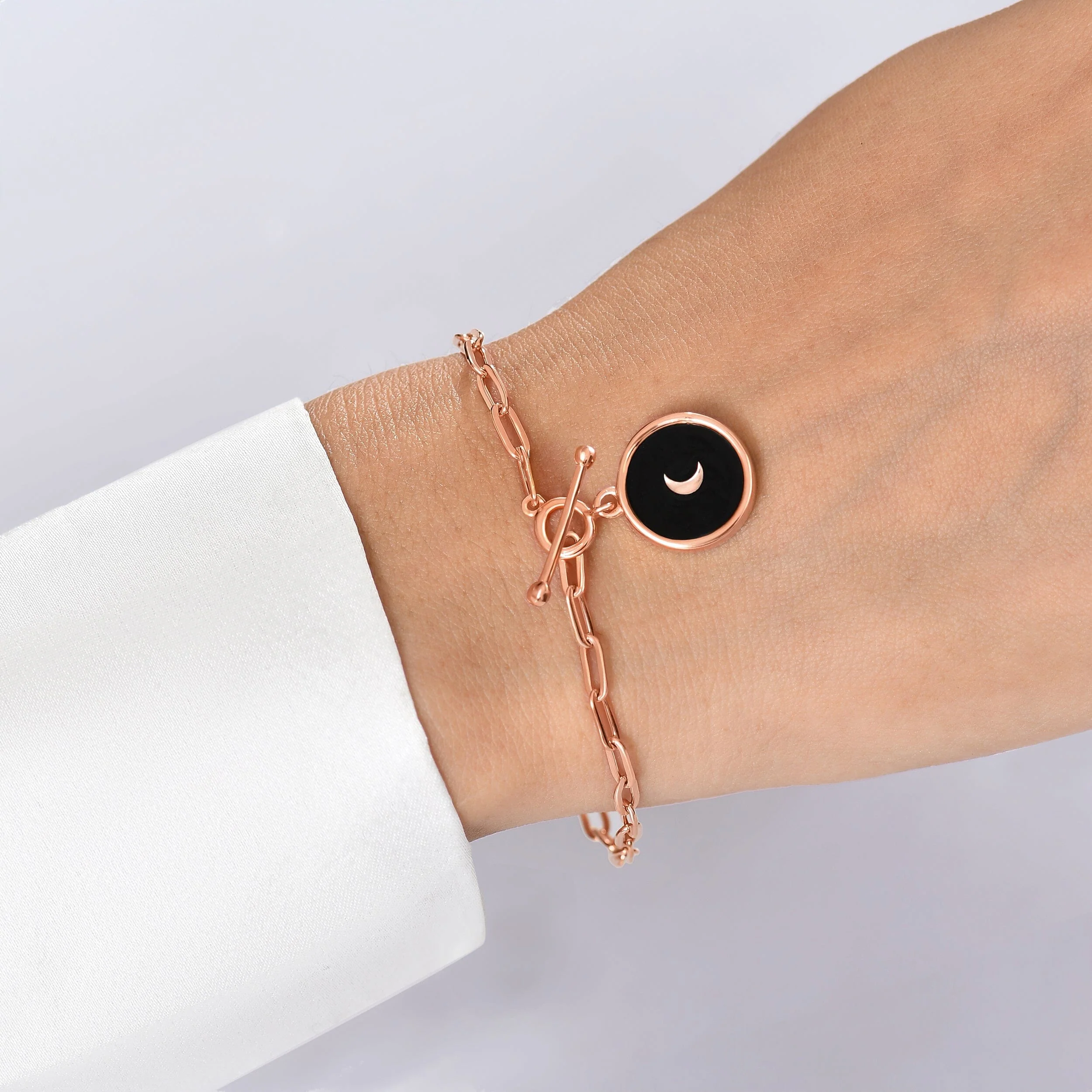 Black Obsidian Widelink T-Lock Bracelet - Dream - Image 4