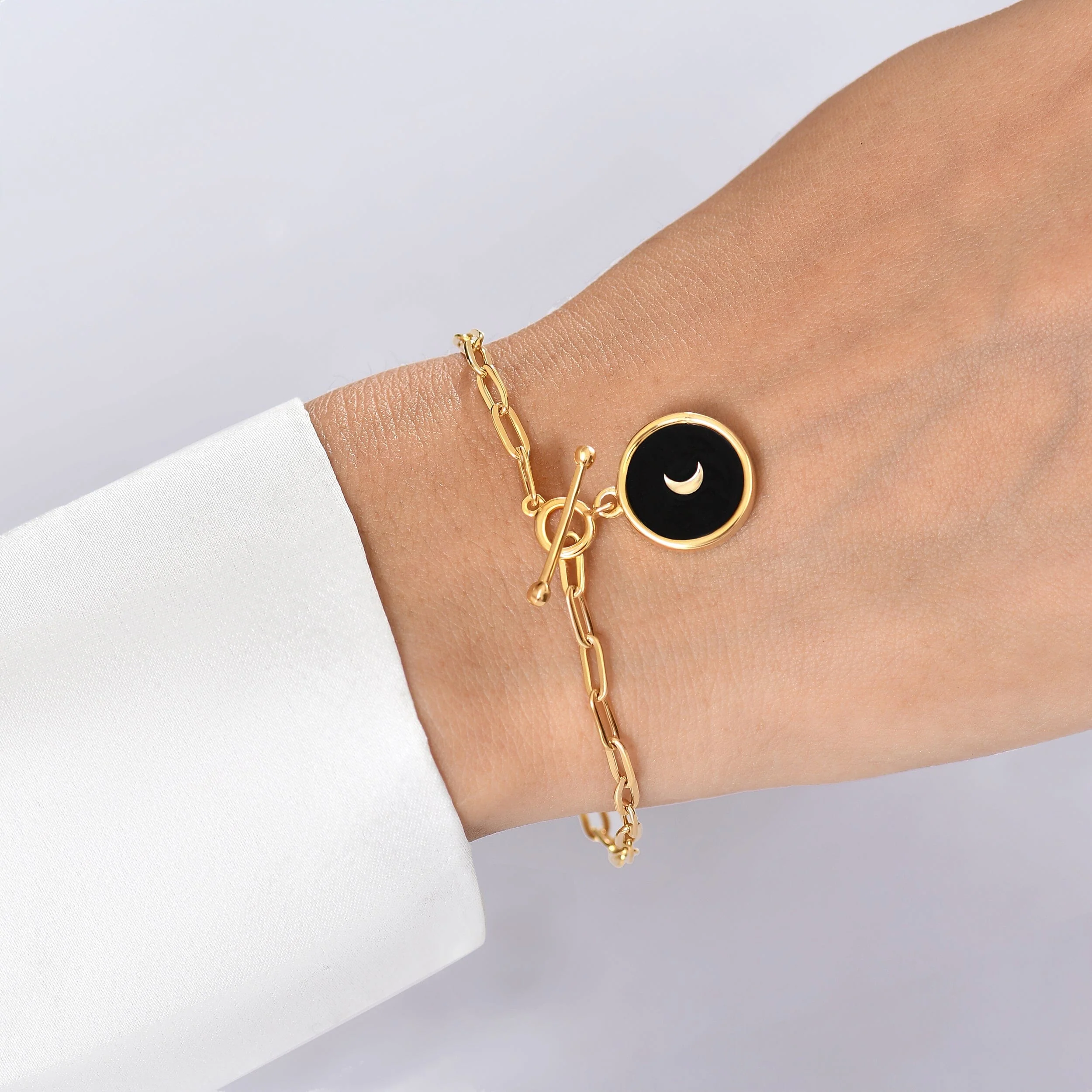 Black Obsidian Widelink T-Lock Bracelet - Dream - Image 6