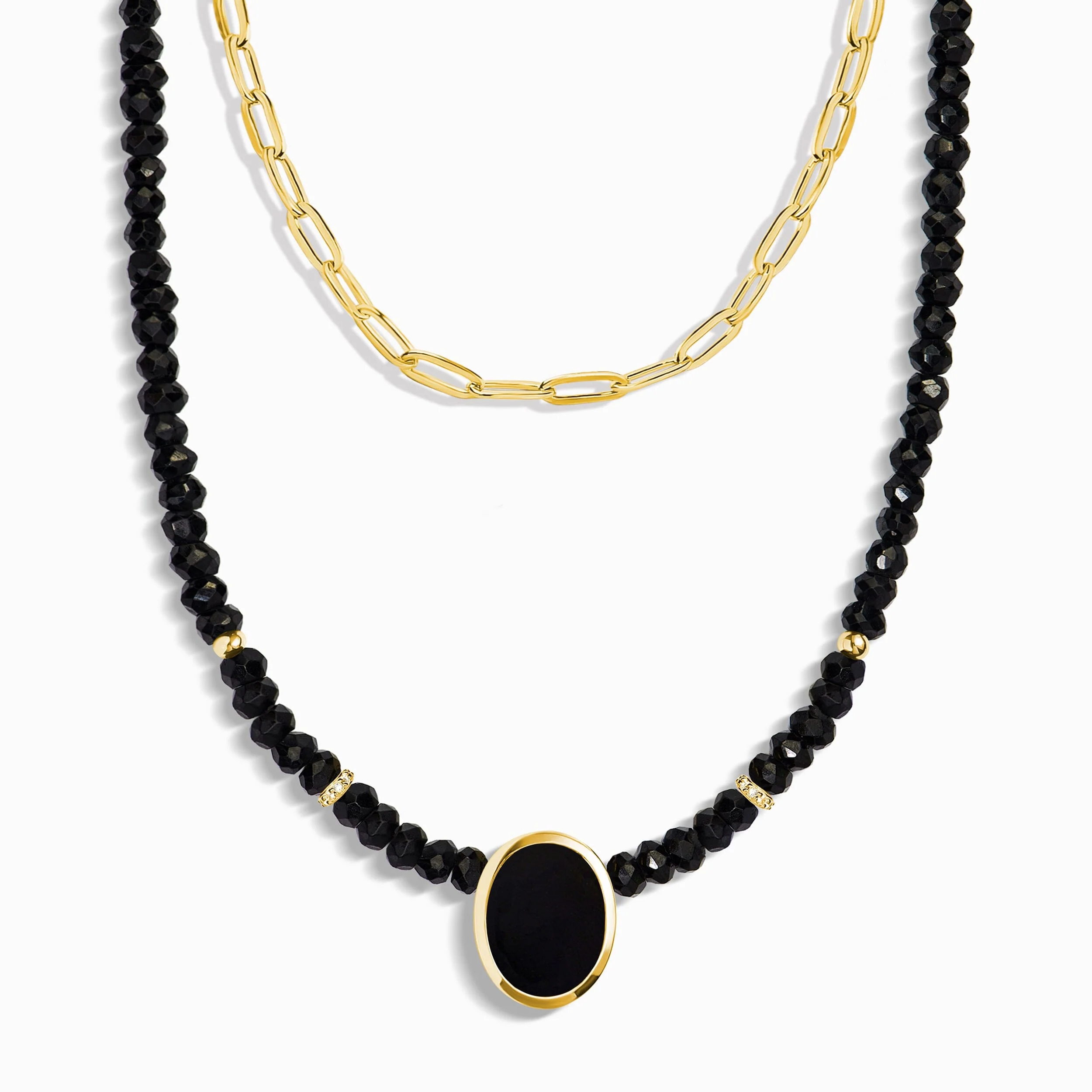 Black Onyx & Black Obsidian Divina Necklace & Widelink Chain - Image 3