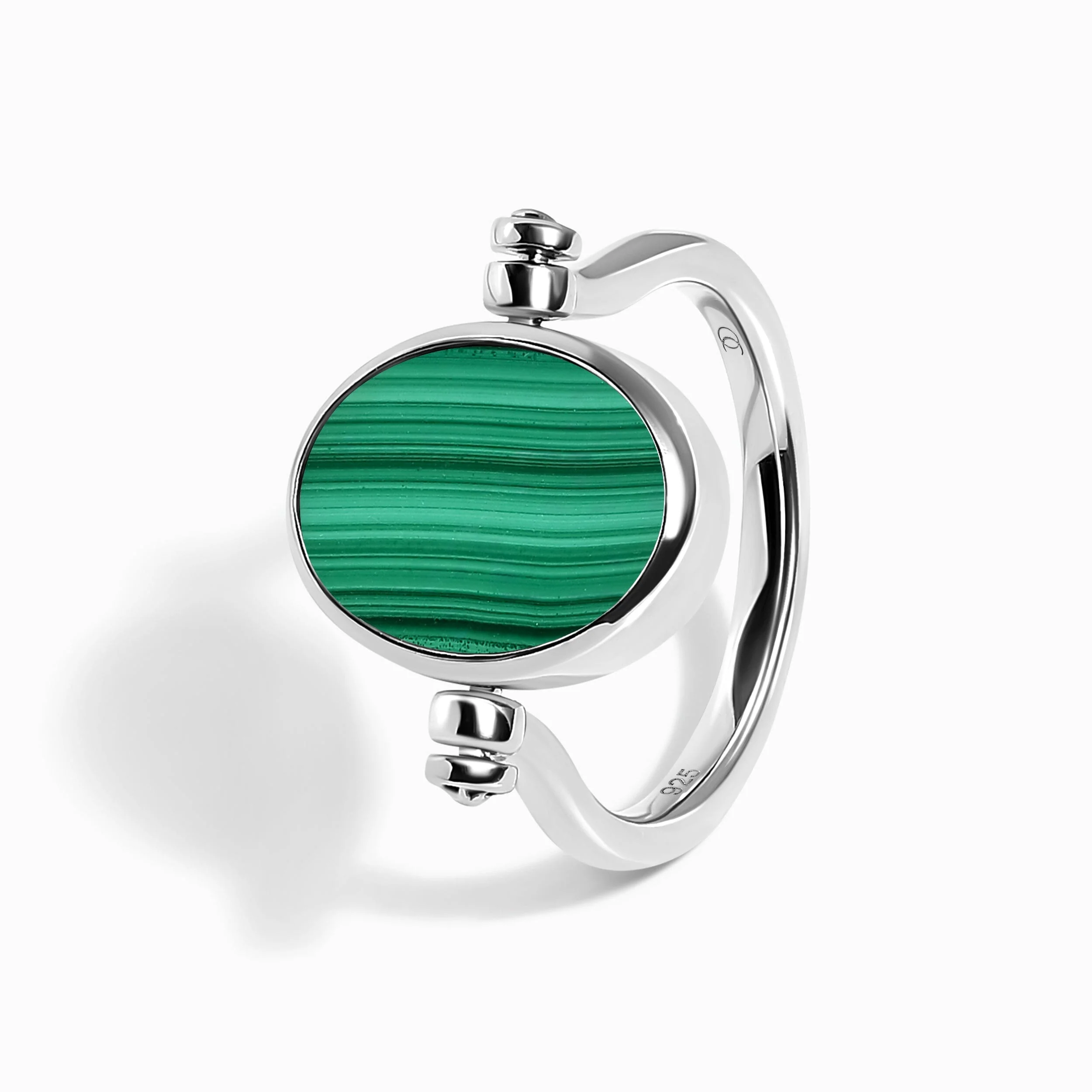 Black Onyx Malachite Fidget Ring - Spinning Enfolded - Image 21