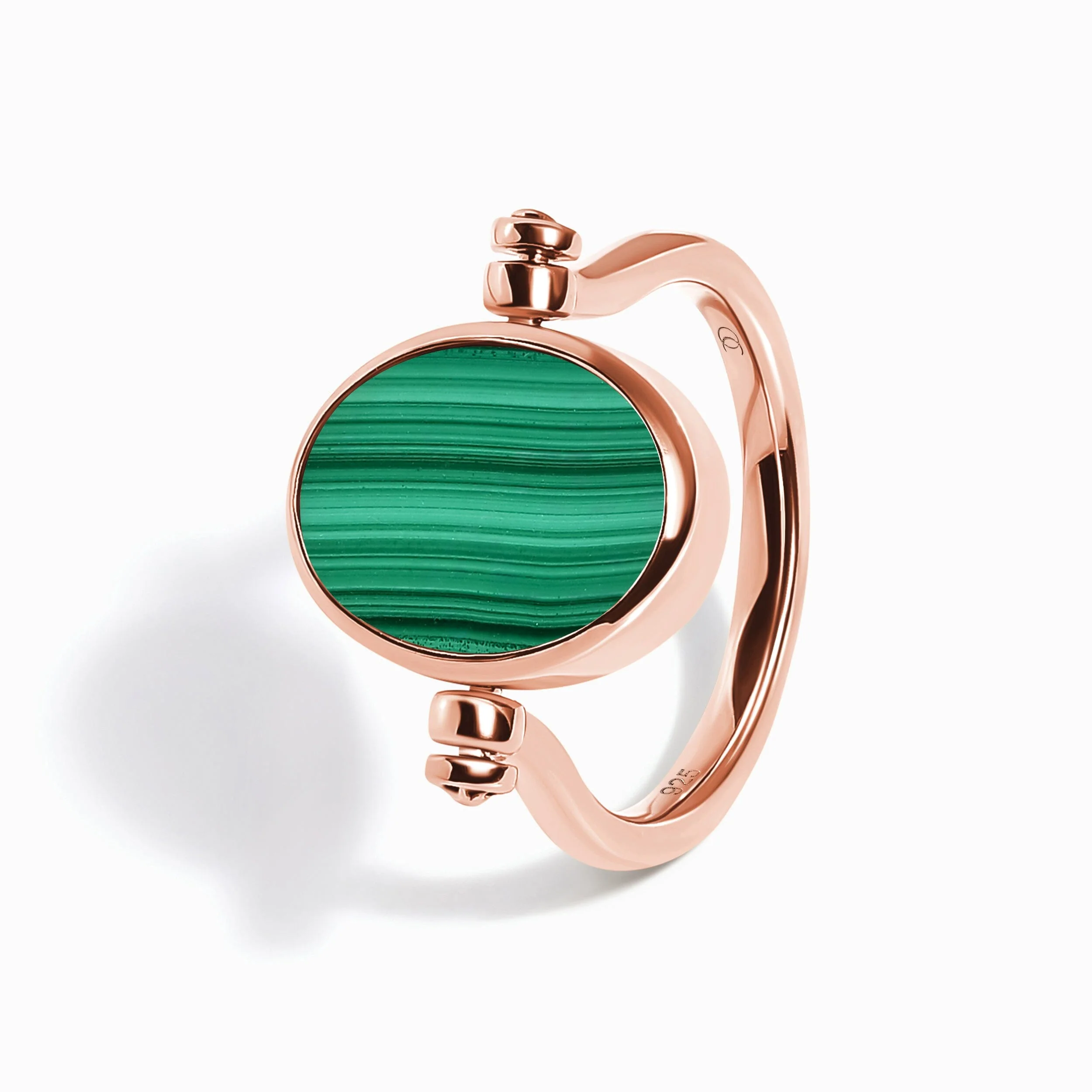 Black Onyx Malachite Fidget Ring - Spinning Enfolded - Image 25