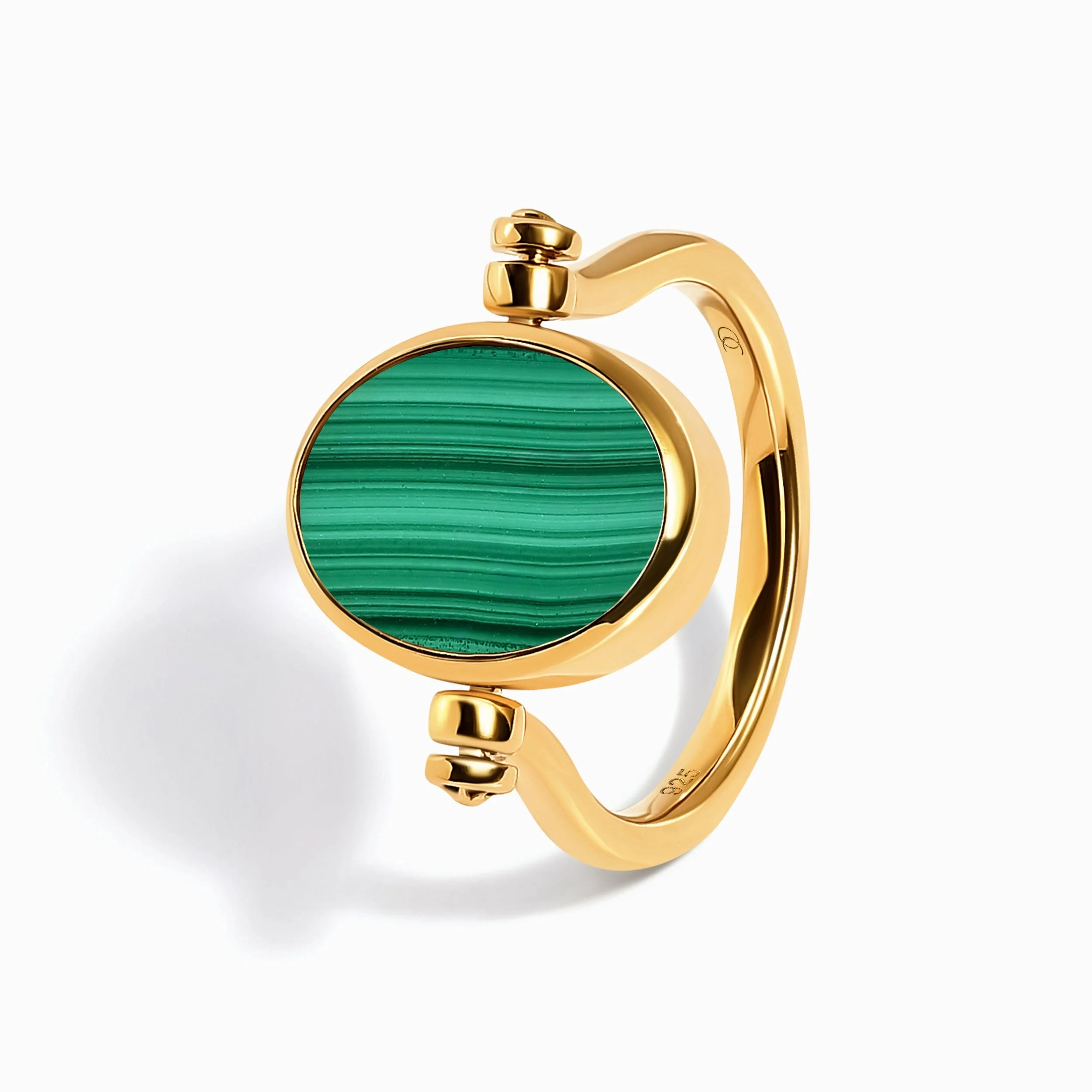 Black Onyx Malachite Fidget Ring - Spinning Enfolded - Image 29