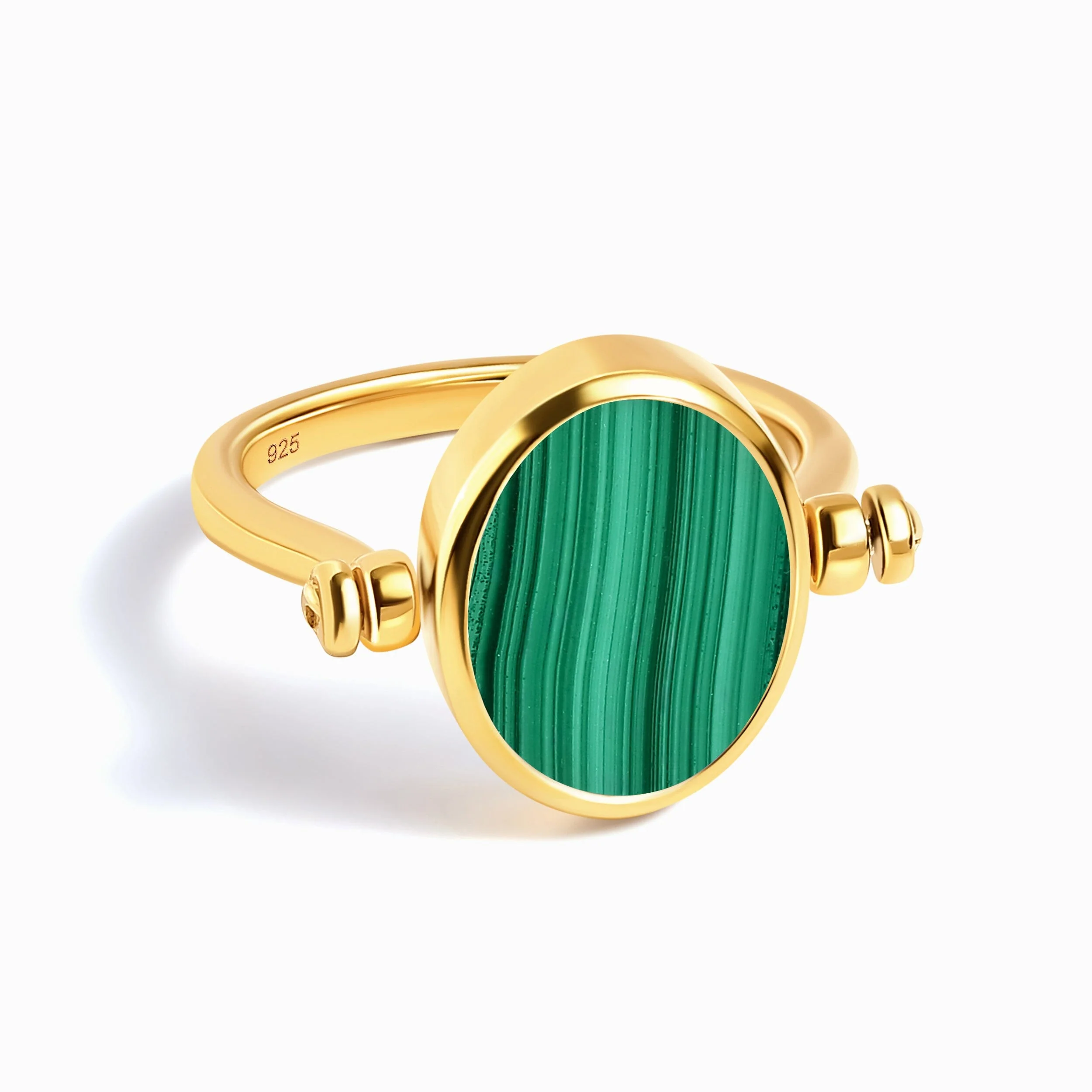 Black Onyx Malachite Fidget Ring - Spinning Enfolded - Image 40