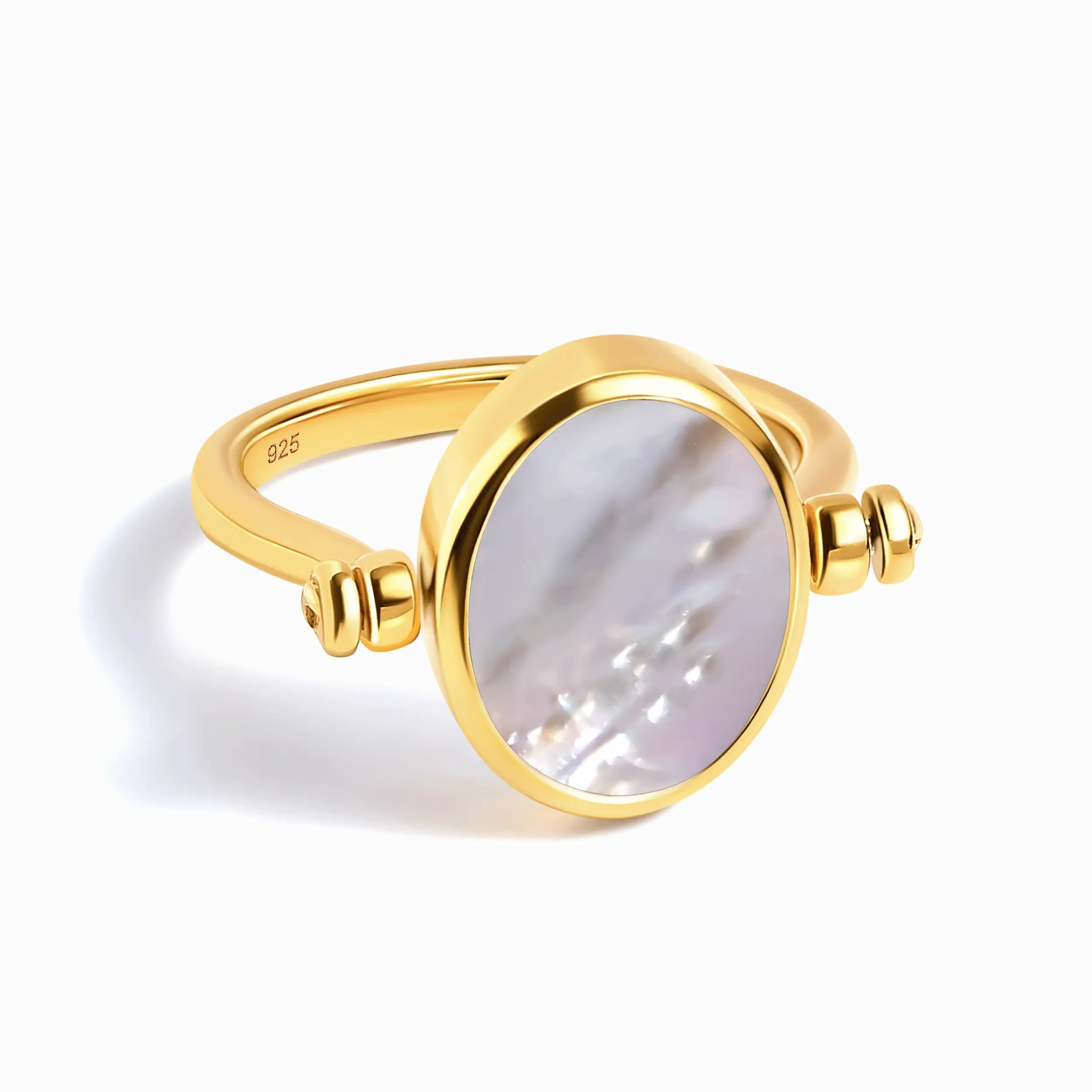 Black Onyx Mother of Pearl Fidget Ring - Spinning Enfolded - Image 15