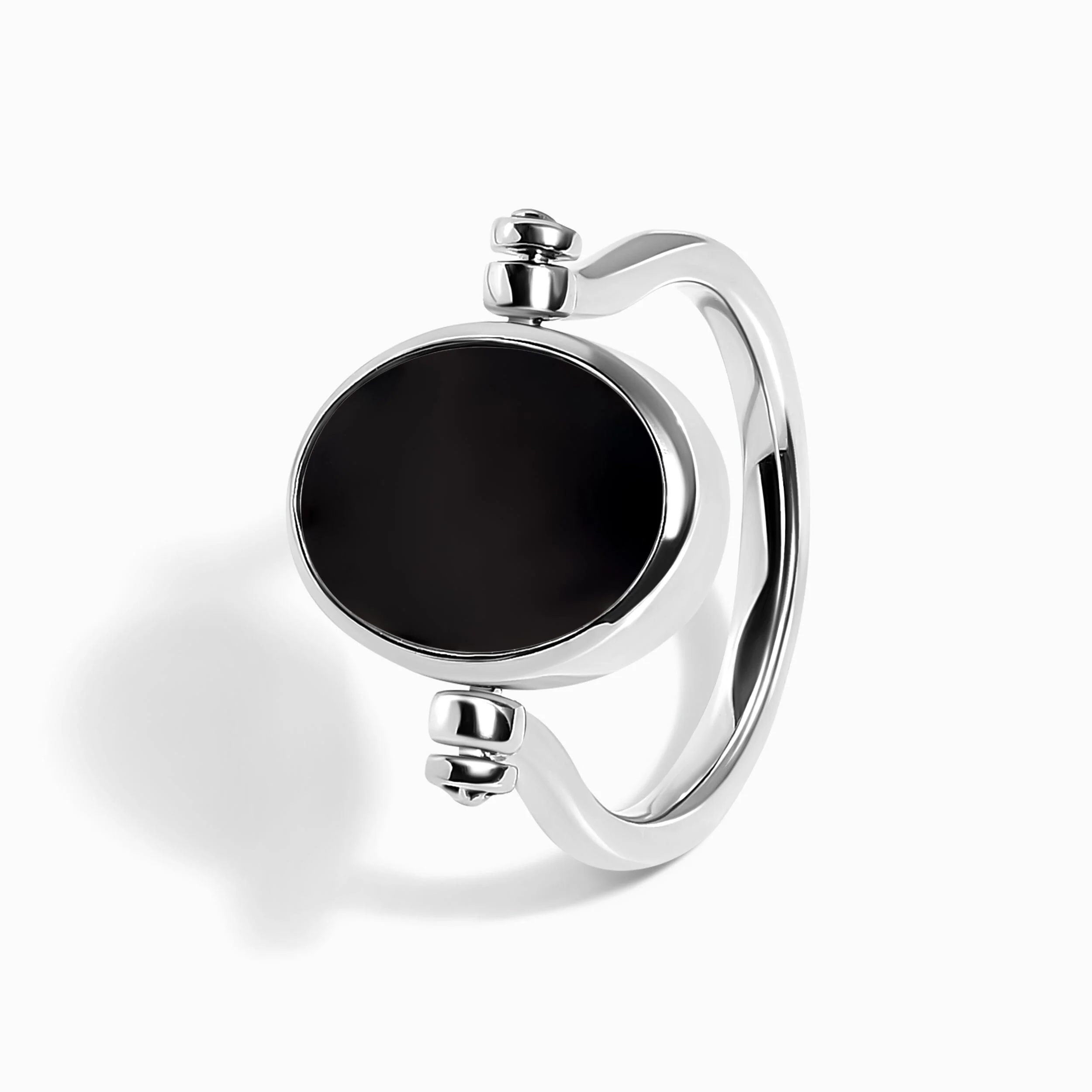 Black Onyx Malachite Fidget Ring - Spinning Enfolded - Image 20