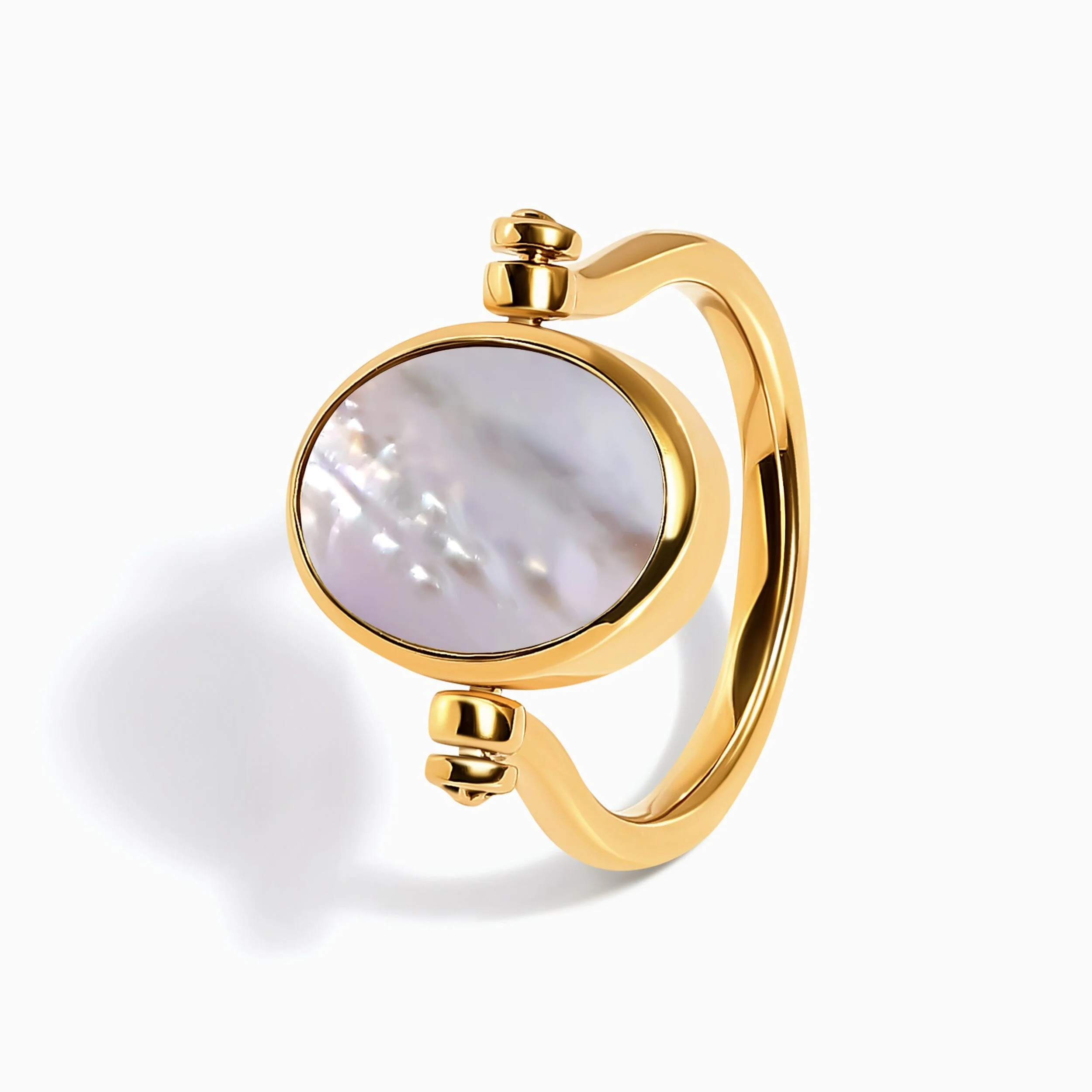 Black Onyx Mother of Pearl Fidget Ring - Spinning Enfolded - Image 29