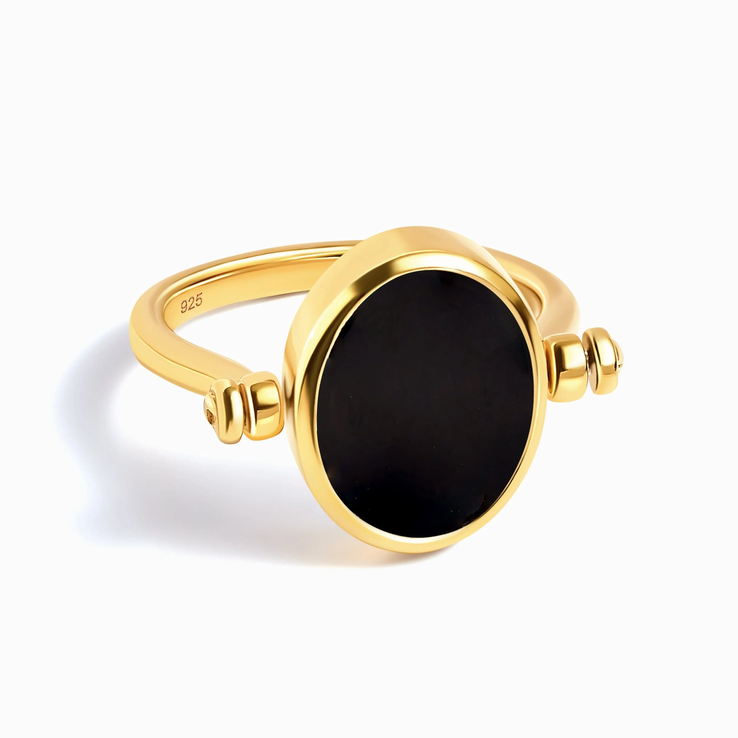 Black Onyx Malachite Fidget Ring - Spinning Enfolded - Image 37