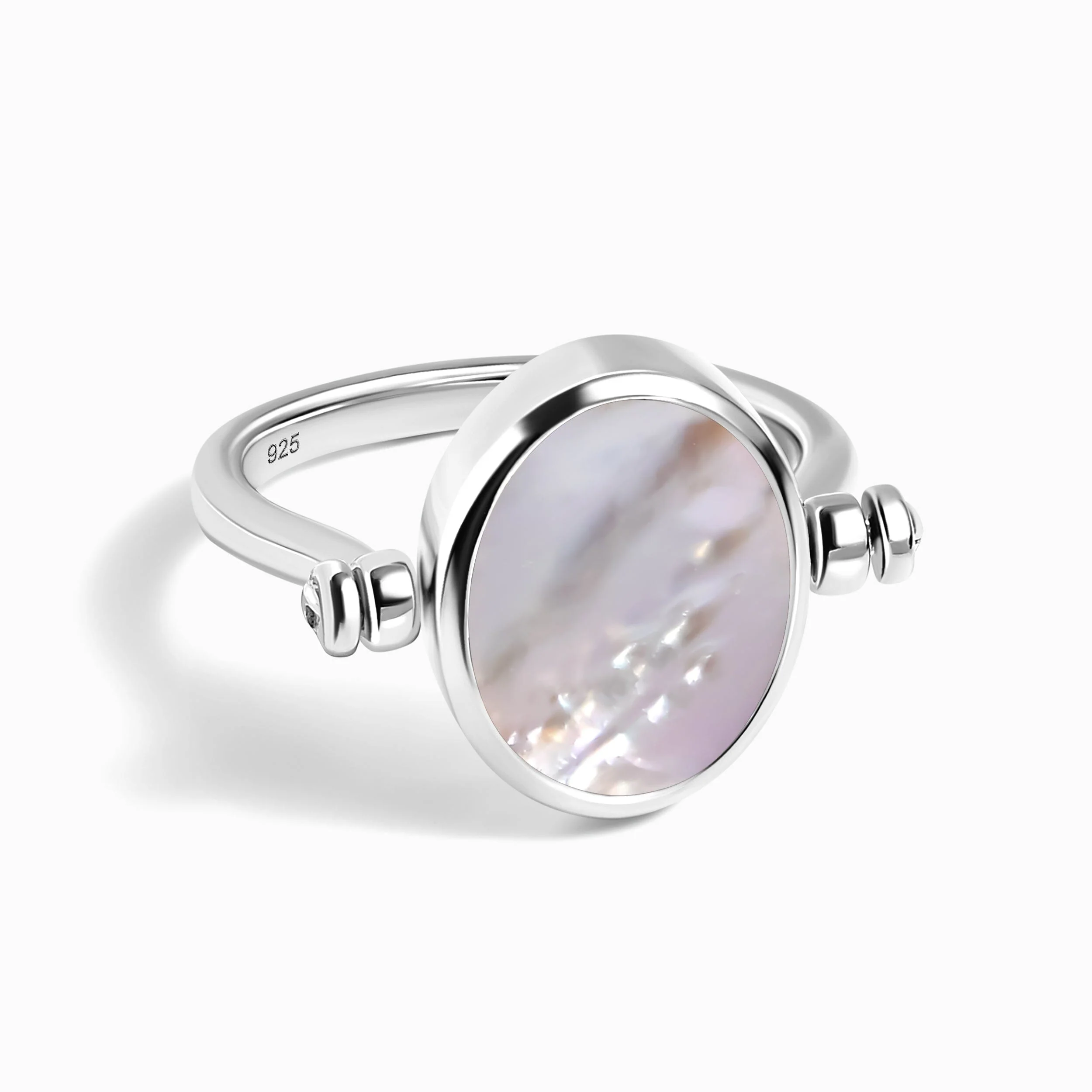 Black Onyx Mother of Pearl Fidget Ring - Spinning Enfolded - Image 38