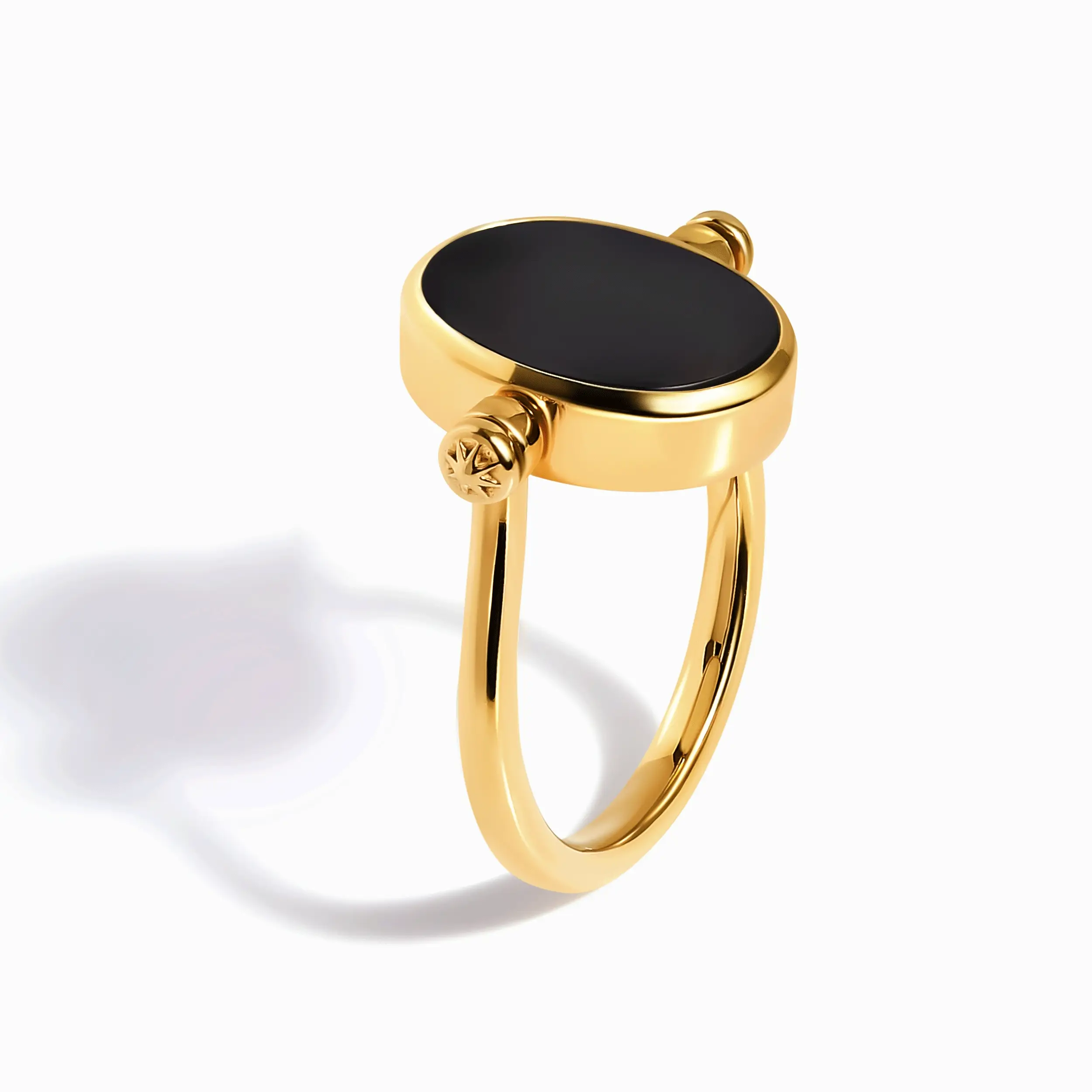 Black Onyx Mother of Pearl Spinning Enfolded Ring & Waves Band - Image 17