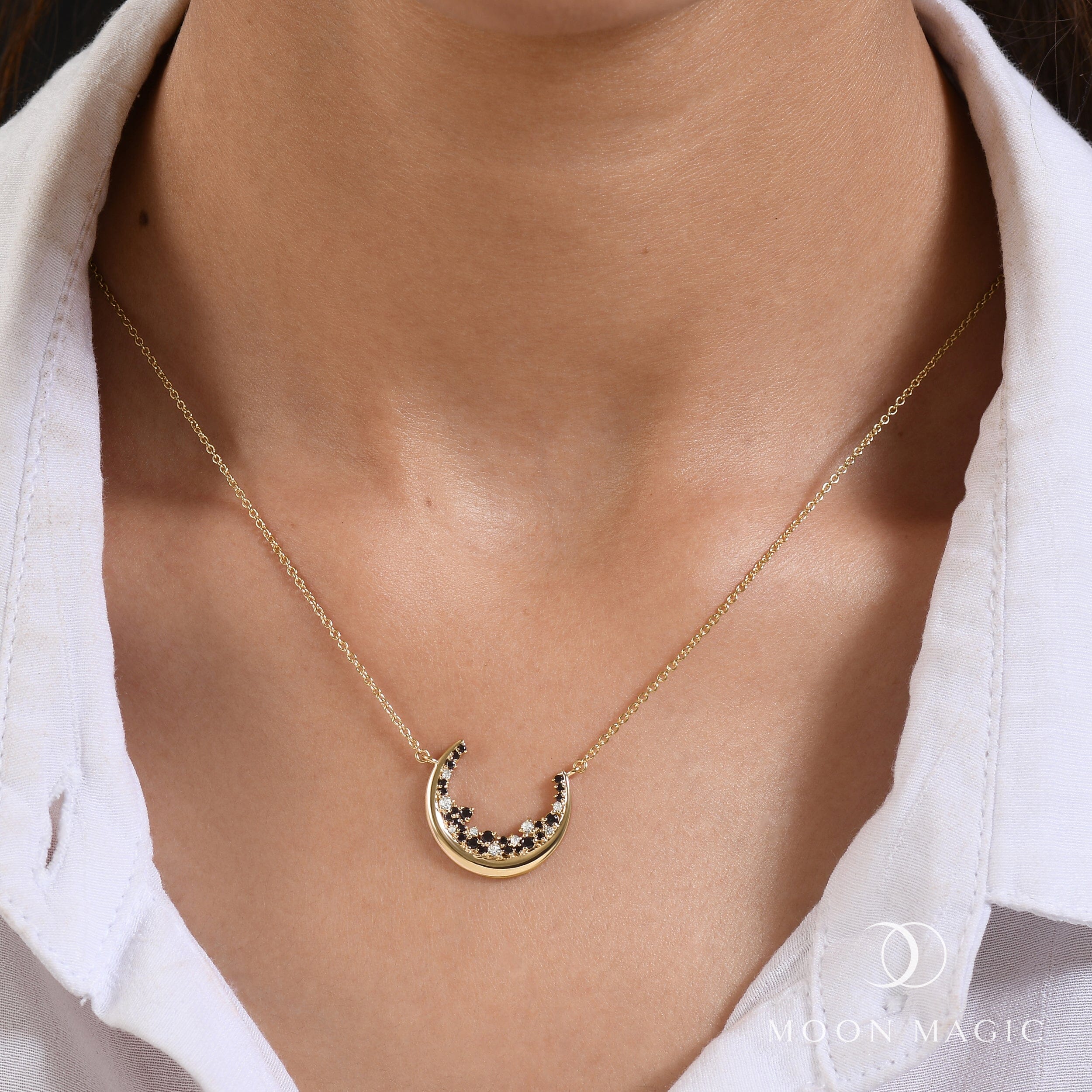 Black Spinel White Zircon Necklace - Lush Luna - Image 6