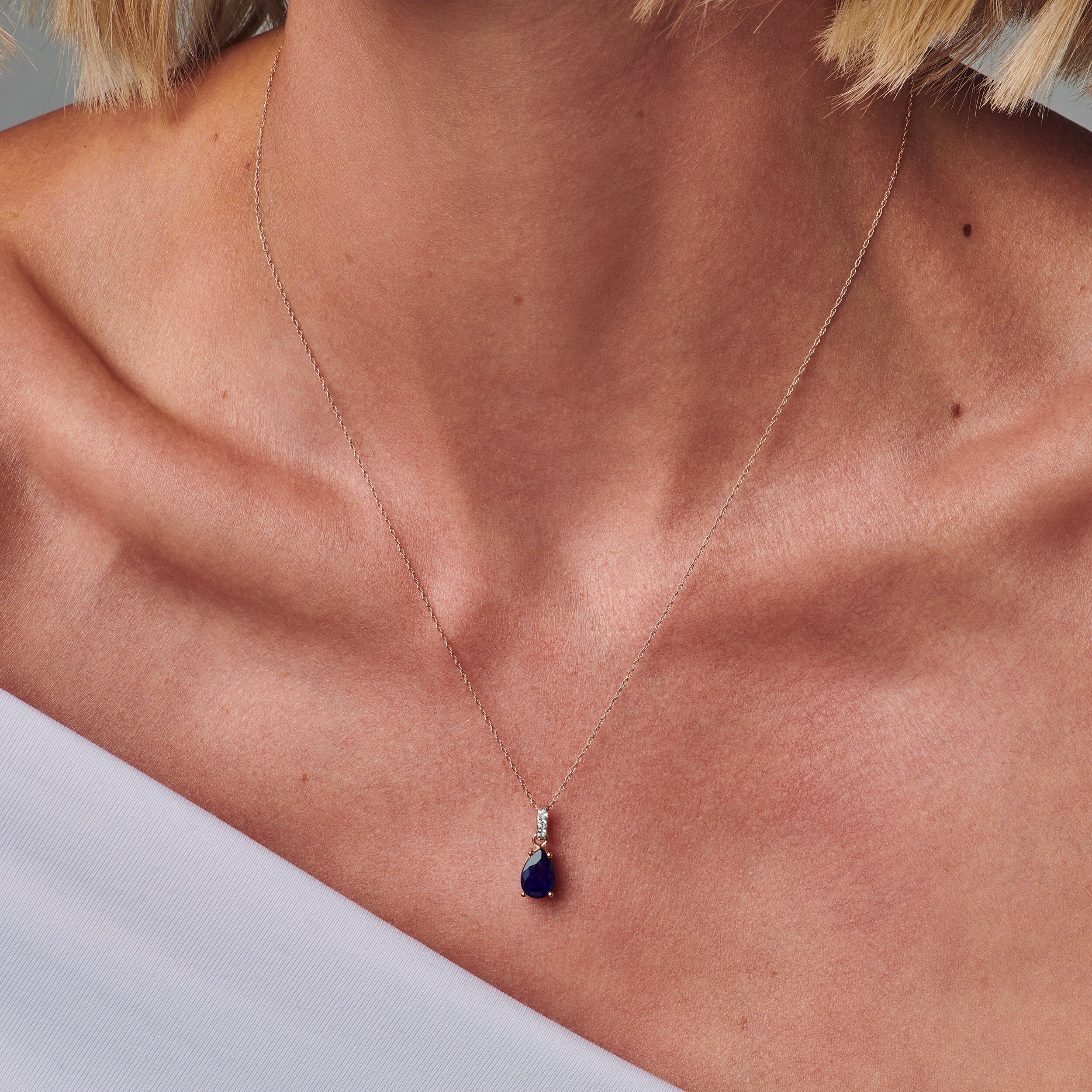 Blue Sapphire Diamond Necklace Sway - September Birthstone - Image 4