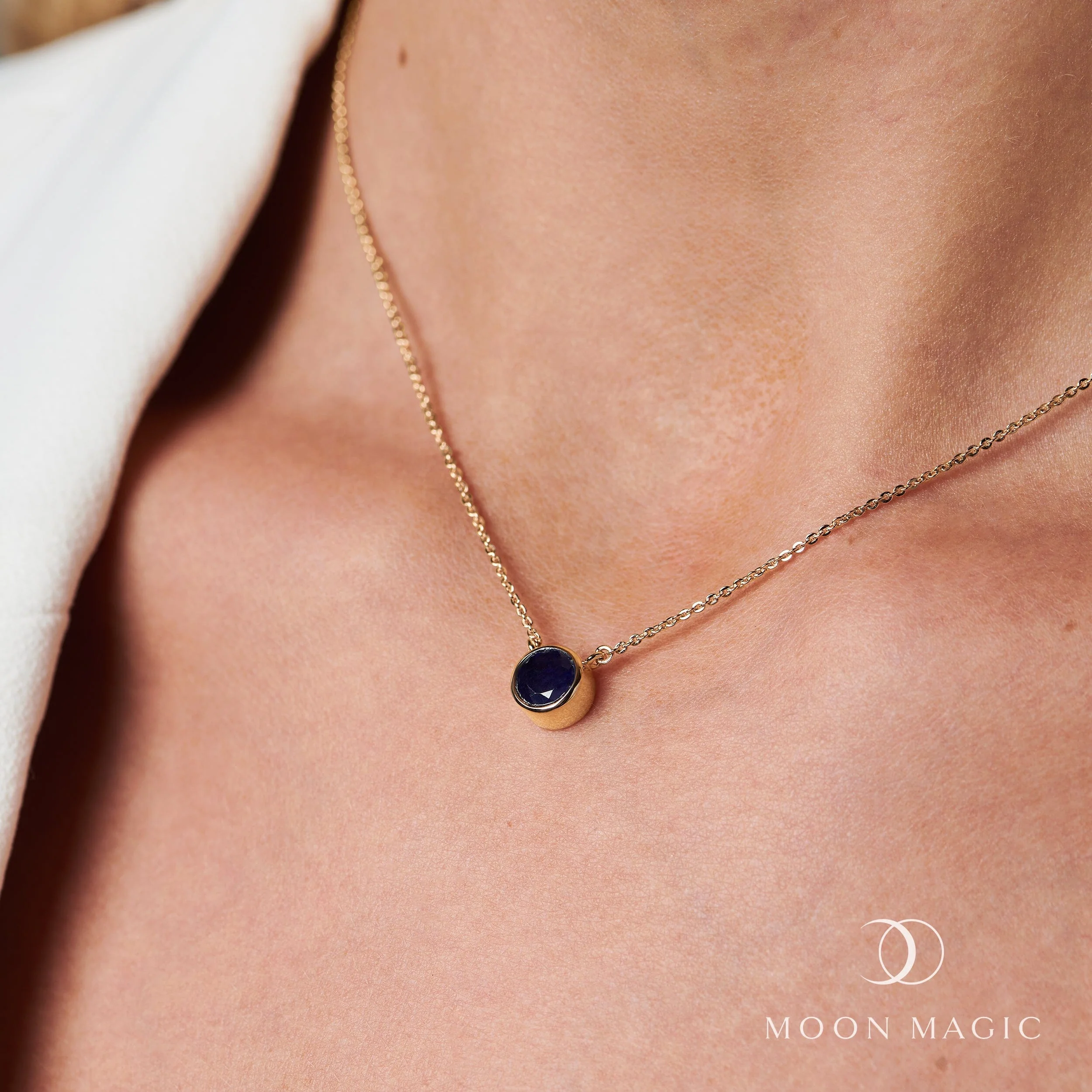 Blue Sapphire Necklace - Solitaire - Image 4
