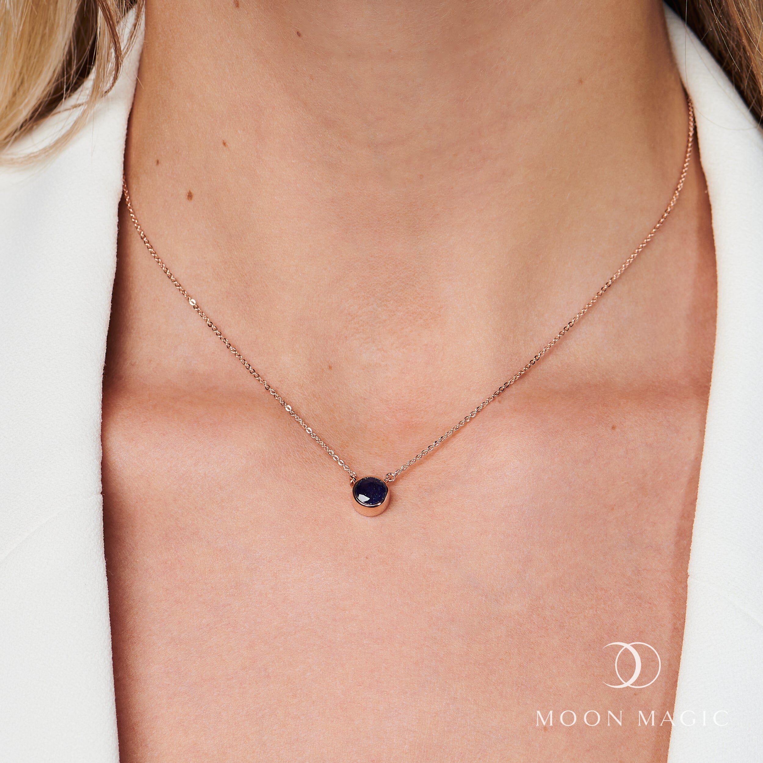 Blue Sapphire Necklace - Solitaire - Image 8