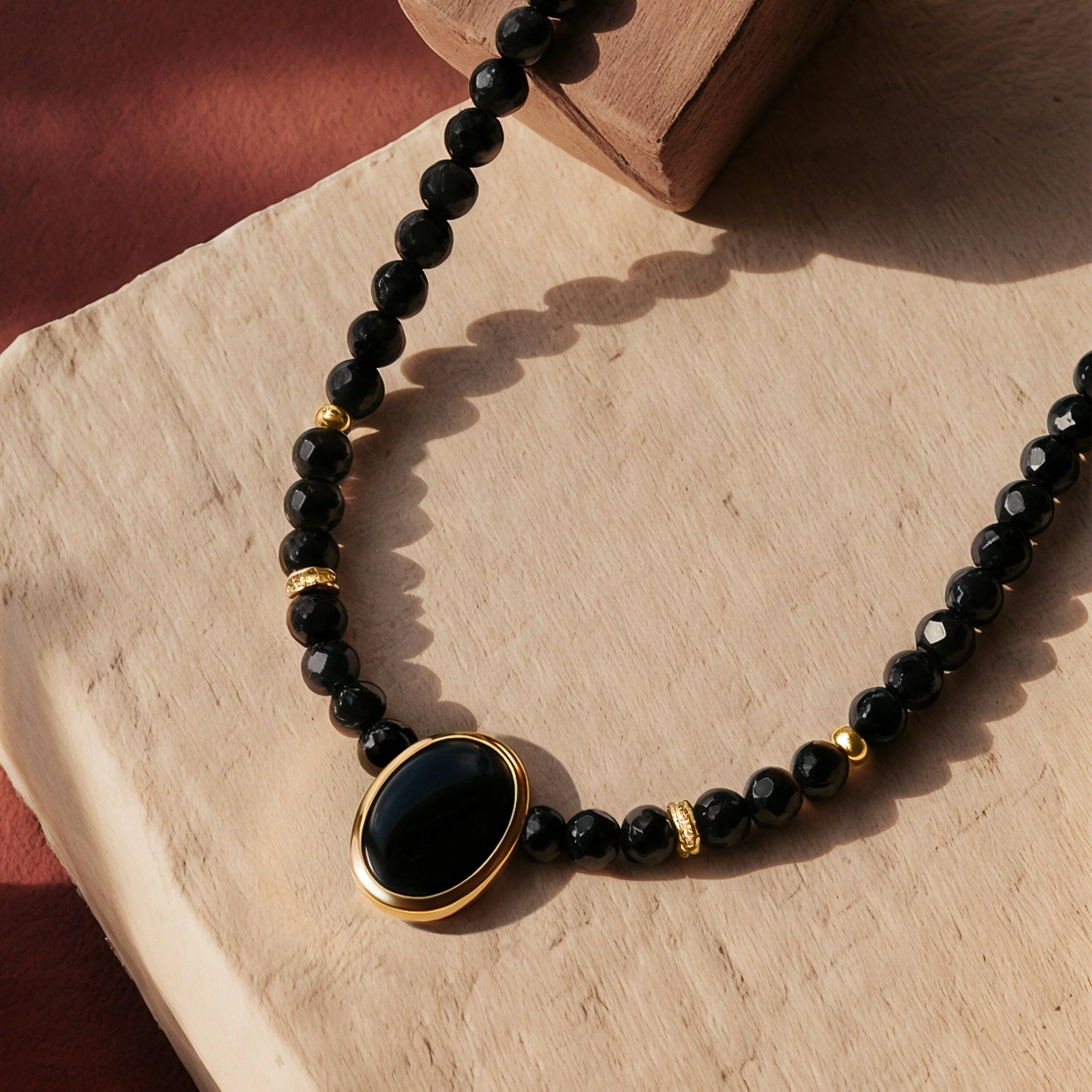 Black Onyx & Black Obsidian Divina Necklace & Widelink Chain - Image 8
