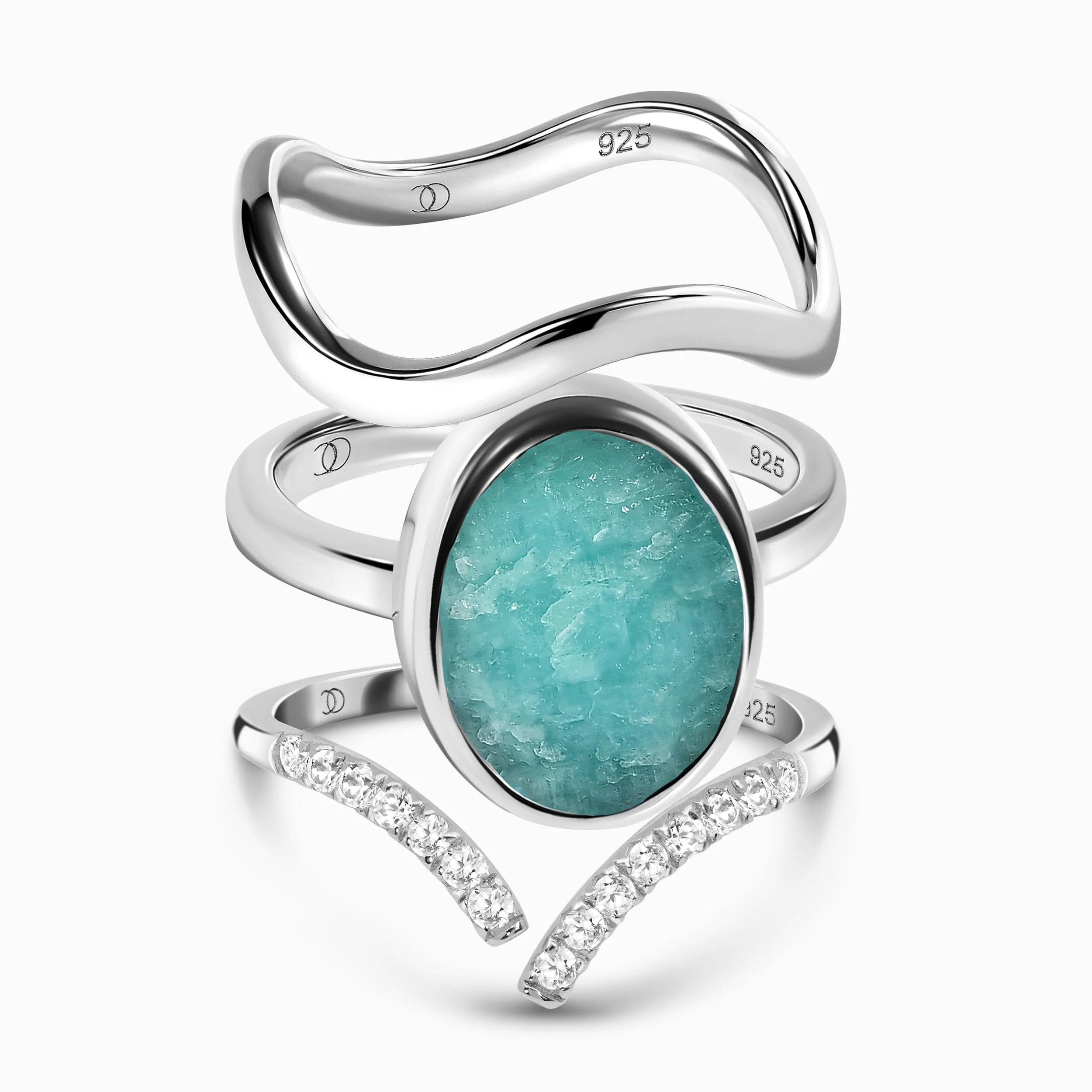 Enfolded Amazonite Ring - Infinite Ring & Waves Band