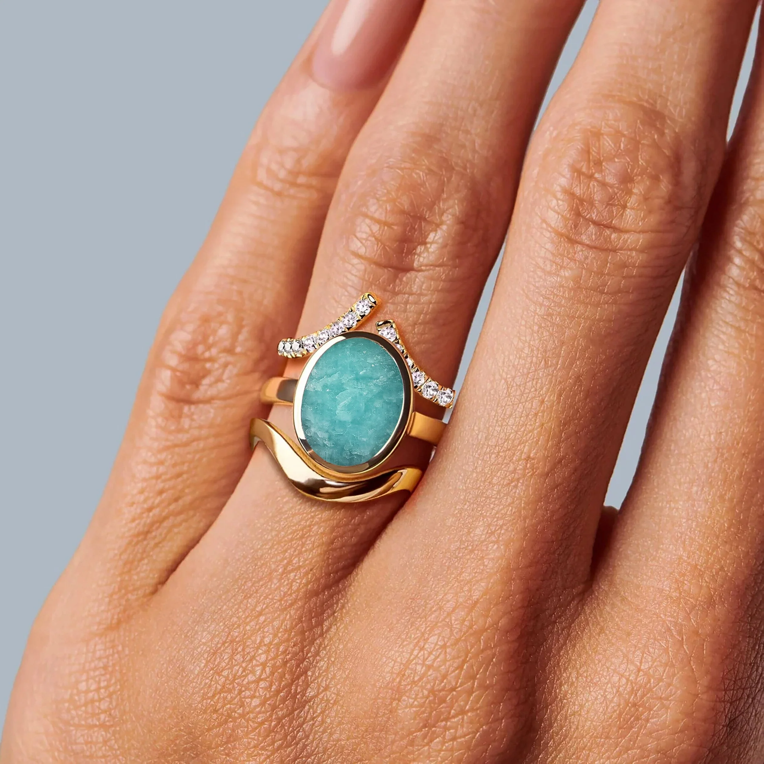 Enfolded Amazonite Ring - Infinite Ring & Waves Band - Image 4