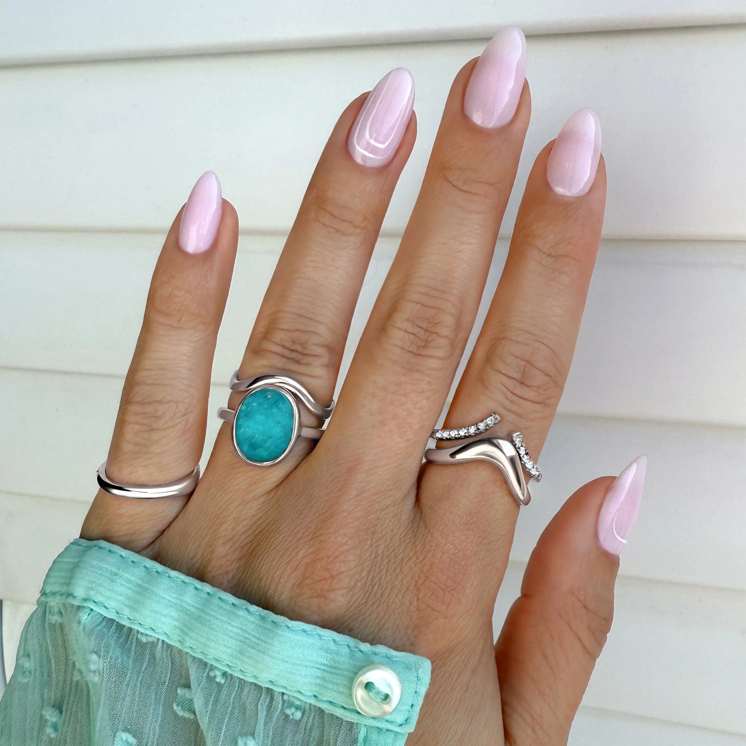 Enfolded Amazonite Ring - Infinite Ring & Waves Band - Image 9