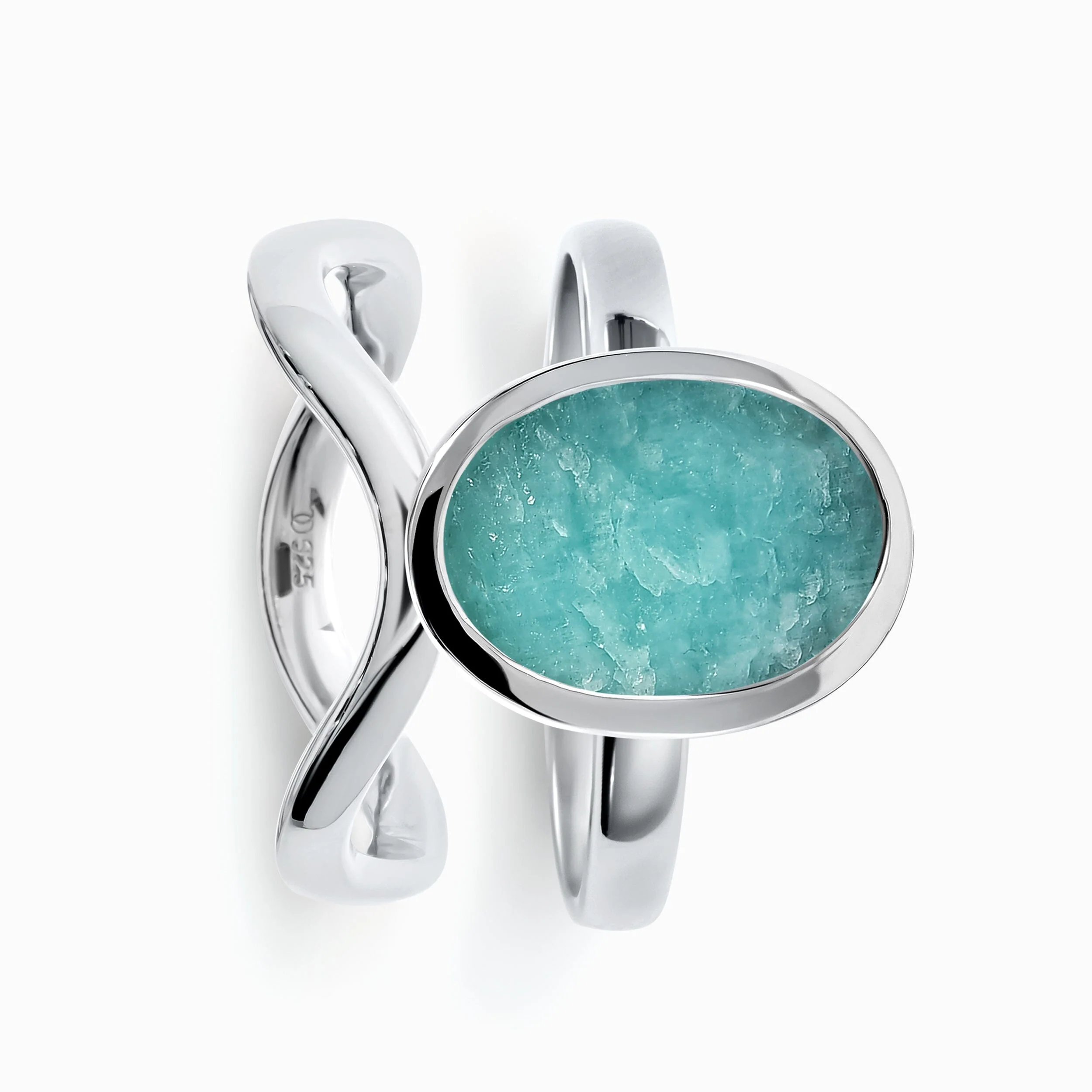 Enfolded Amazonite Ring & Waves Band