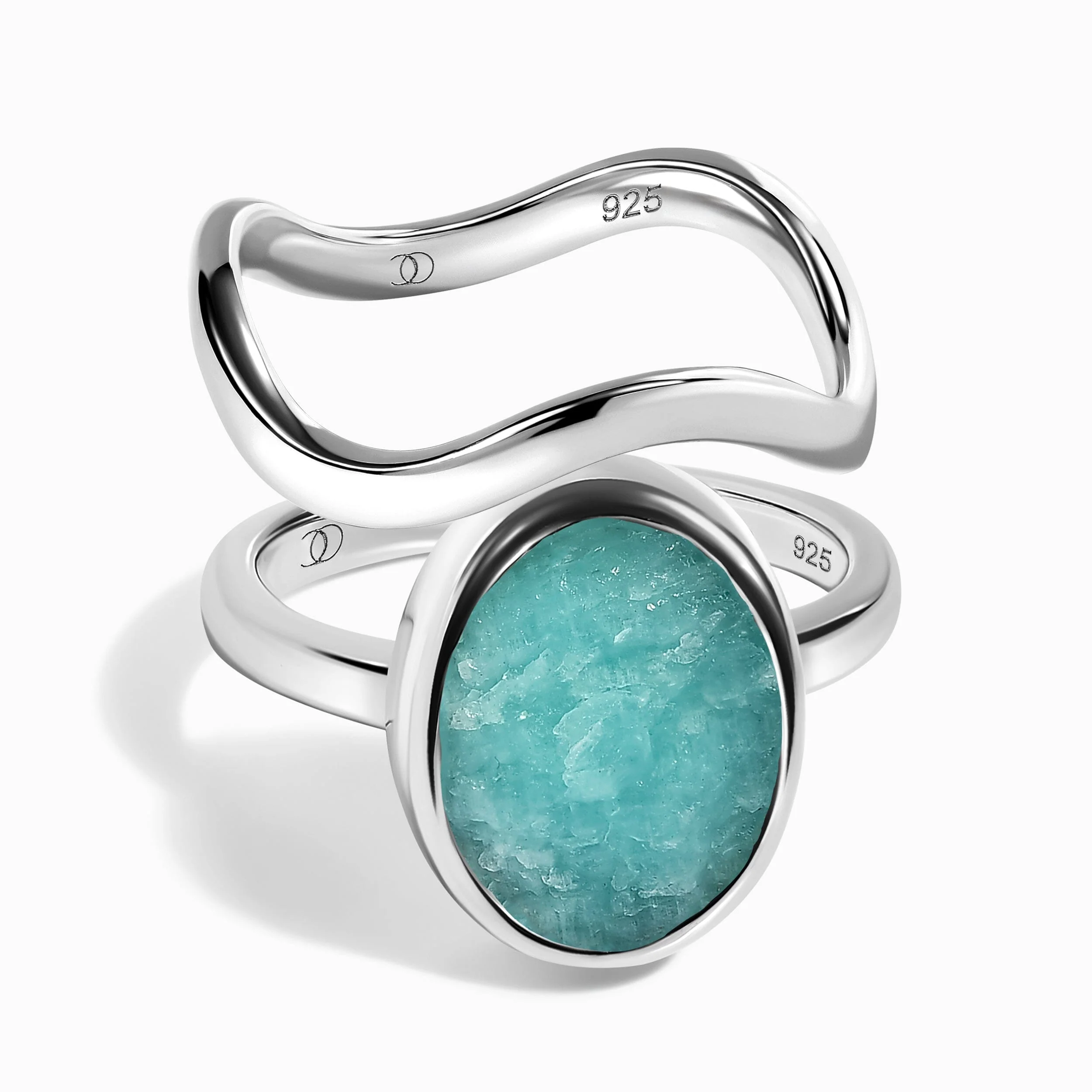 Enfolded Amazonite Ring & Waves Band - Image 3