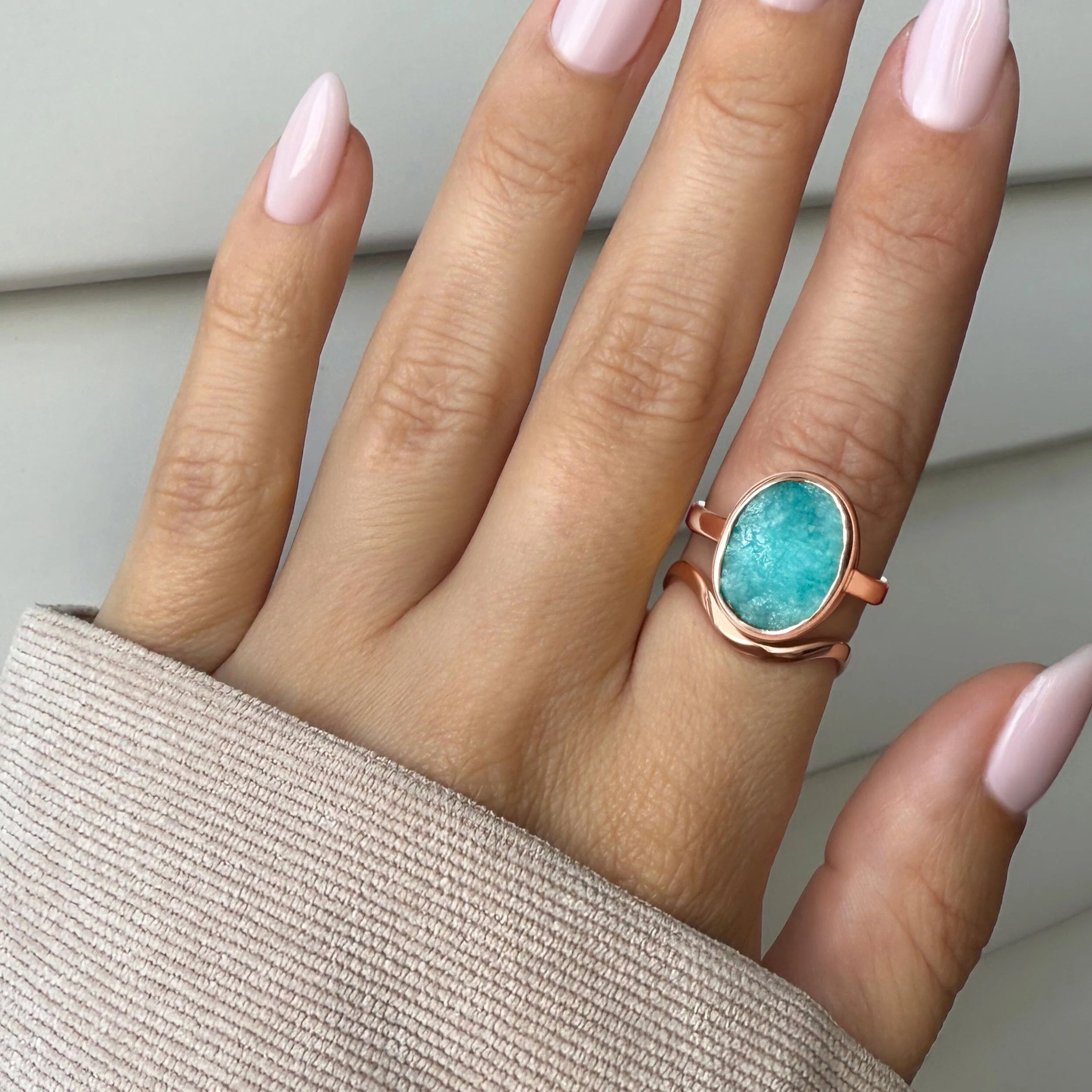 Enfolded Amazonite Ring & Waves Band - Image 5