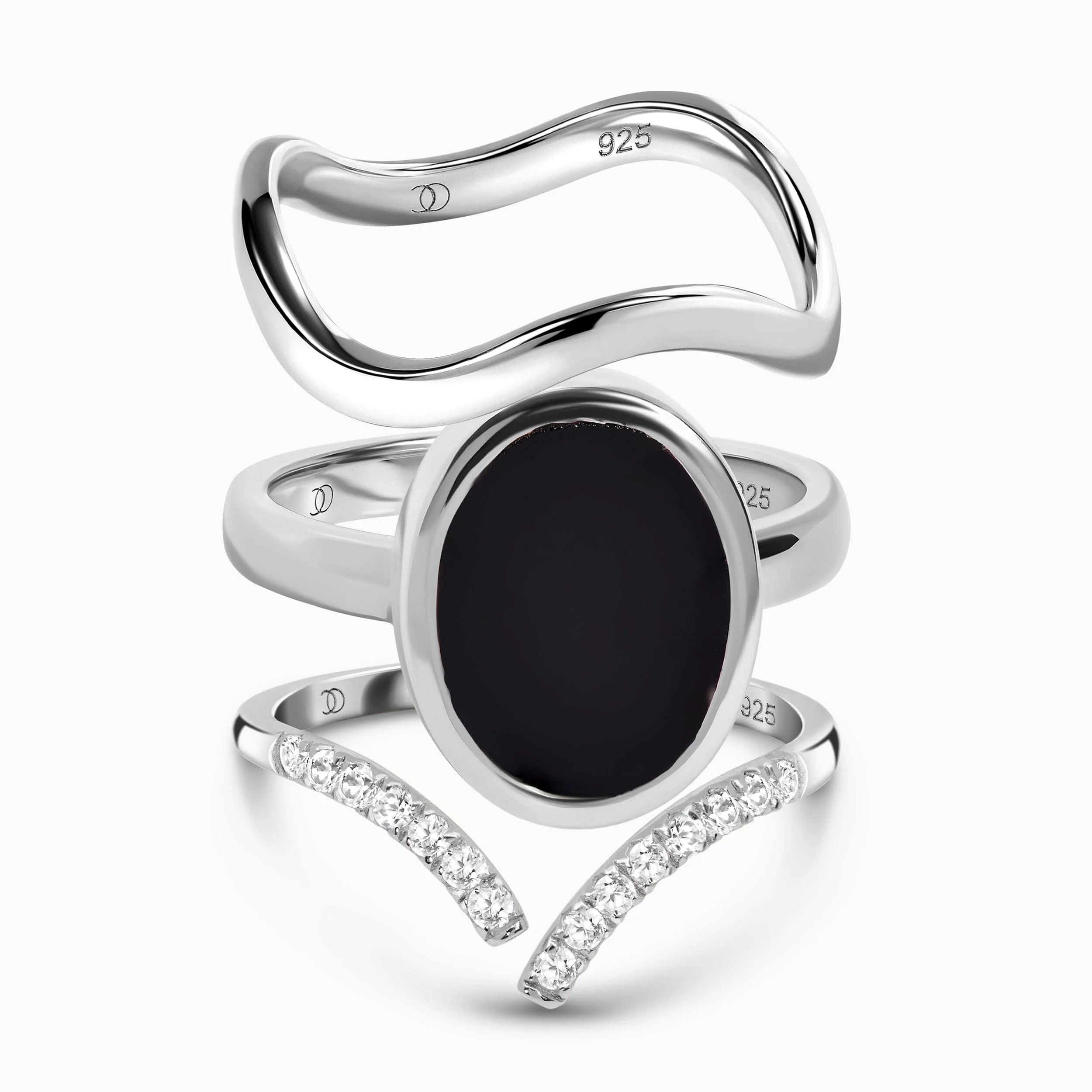 Enfolded Black Onyx Ring - Infinite Ring & Waves Band