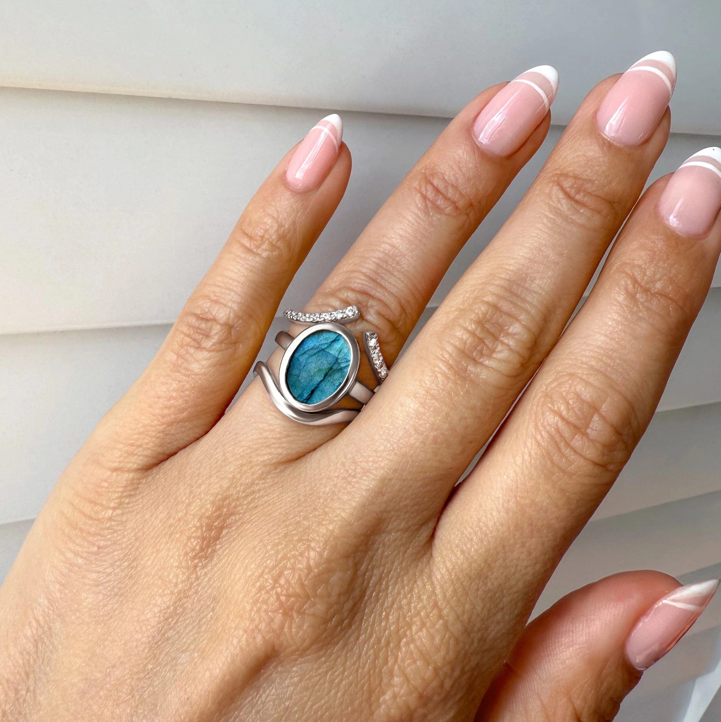 Enfolded Labradorite Ring - Infinite Ring & Waves Band - Image 2