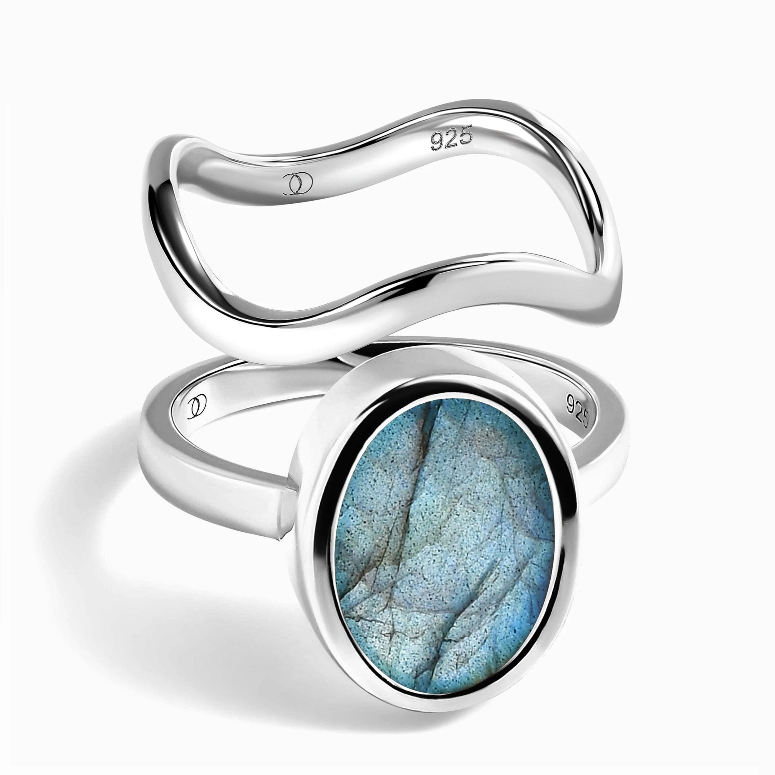 Enfolded Labradorite Ring & Waves Band