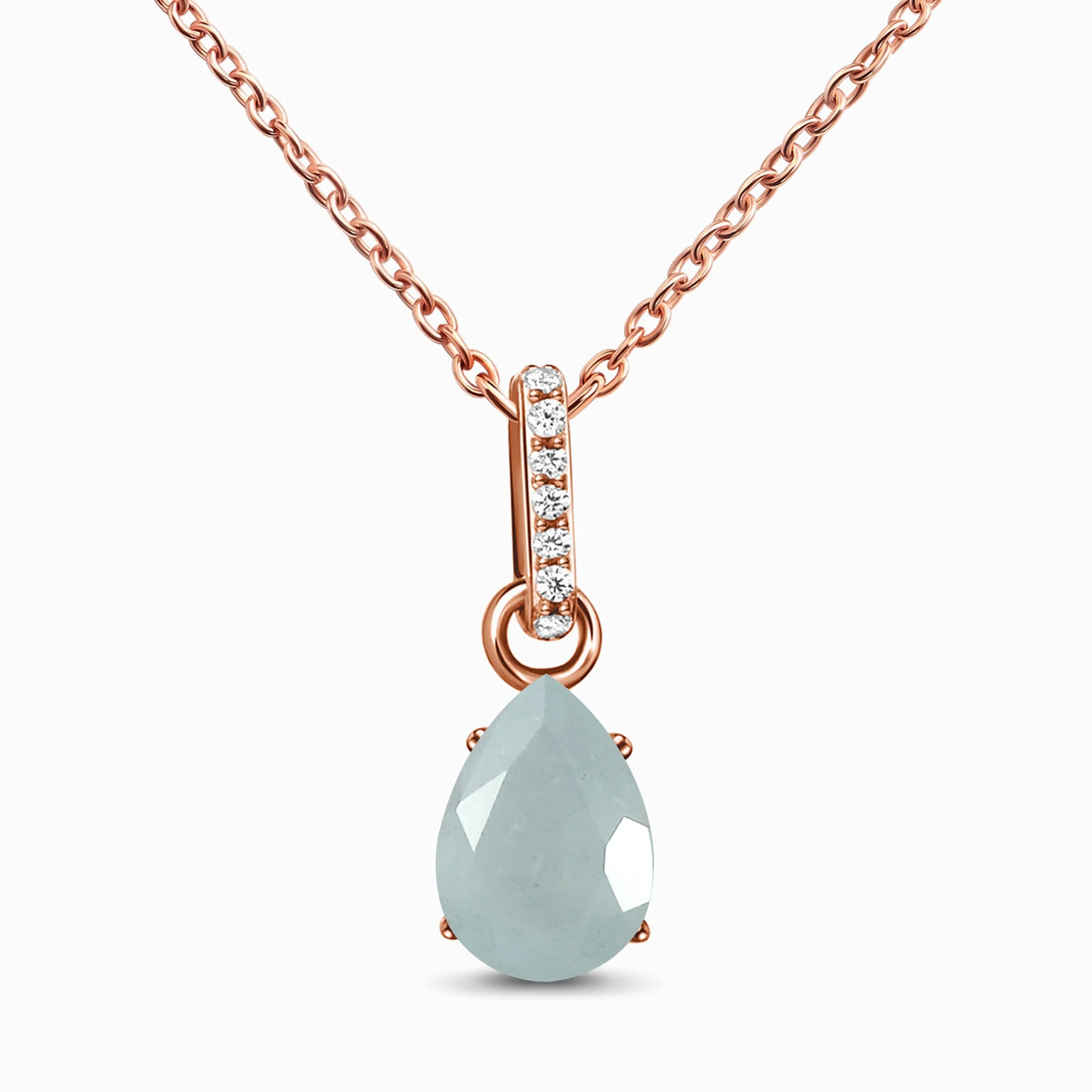 Fine Aquamarine Lab Diamond Necklace Sway - March Birthstone - Image 3