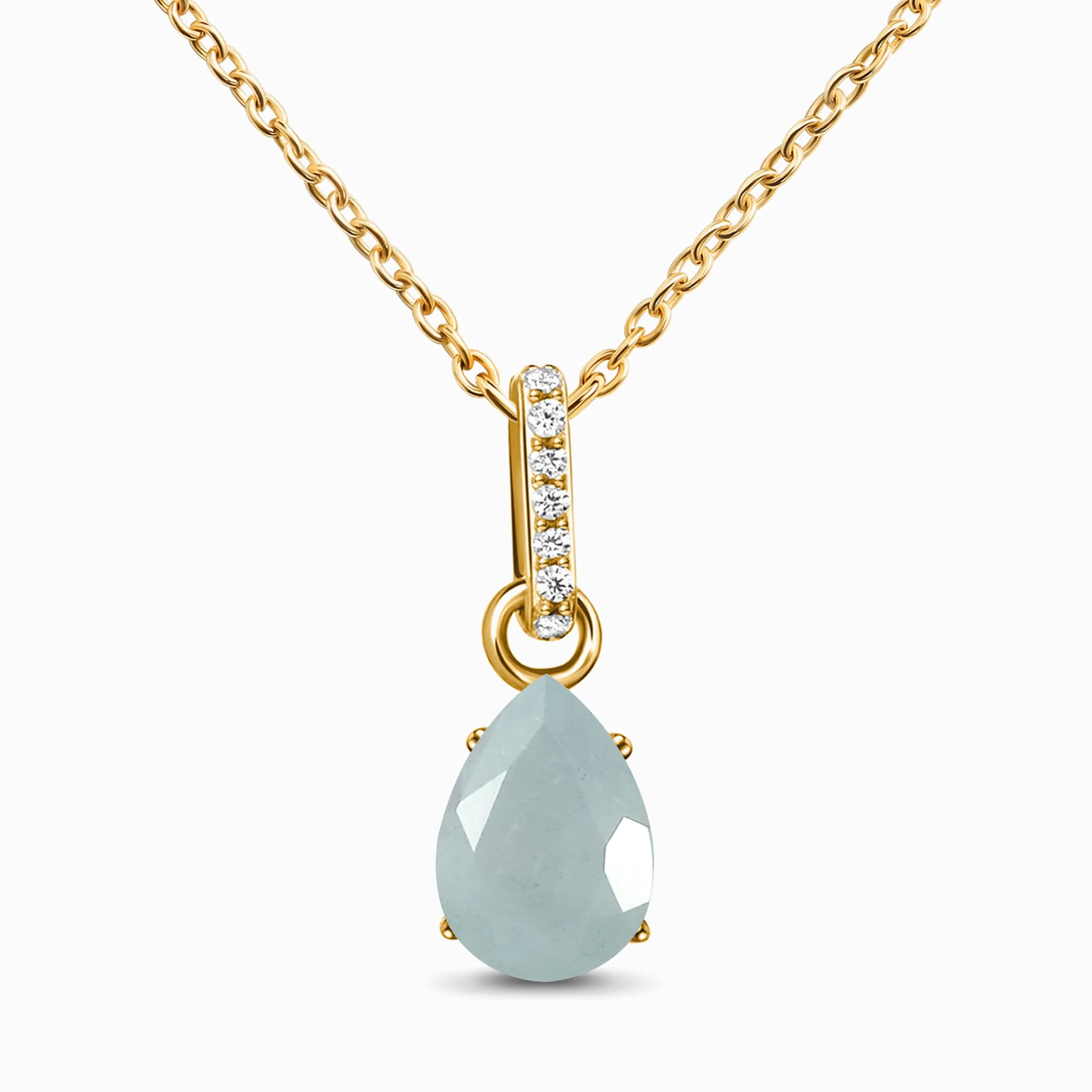 Fine Aquamarine Lab Diamond Necklace Sway - March Birthstone - Image 5