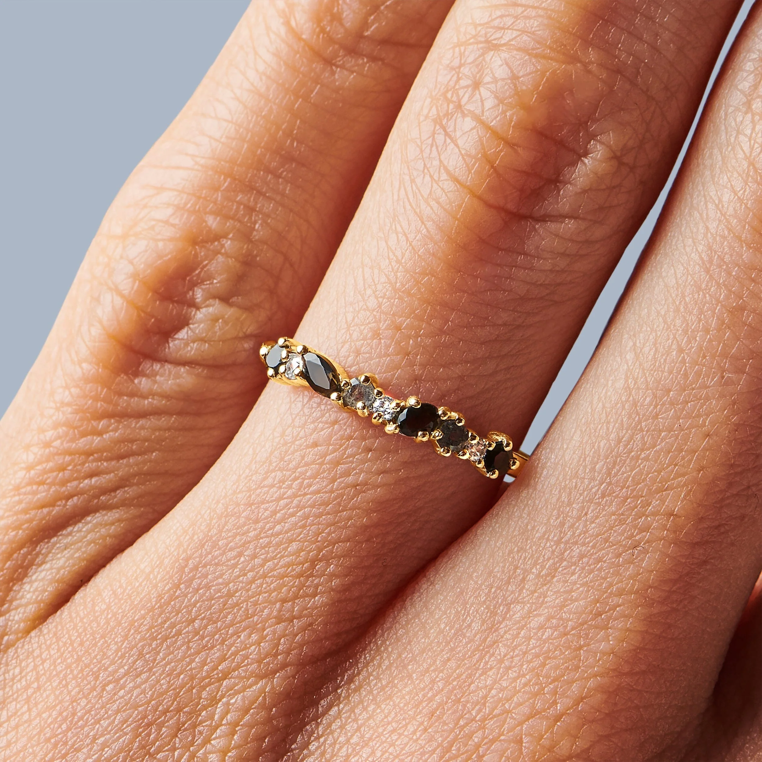 Fine Black Obsidian Lab Diamond Ring - Grace - Image 22