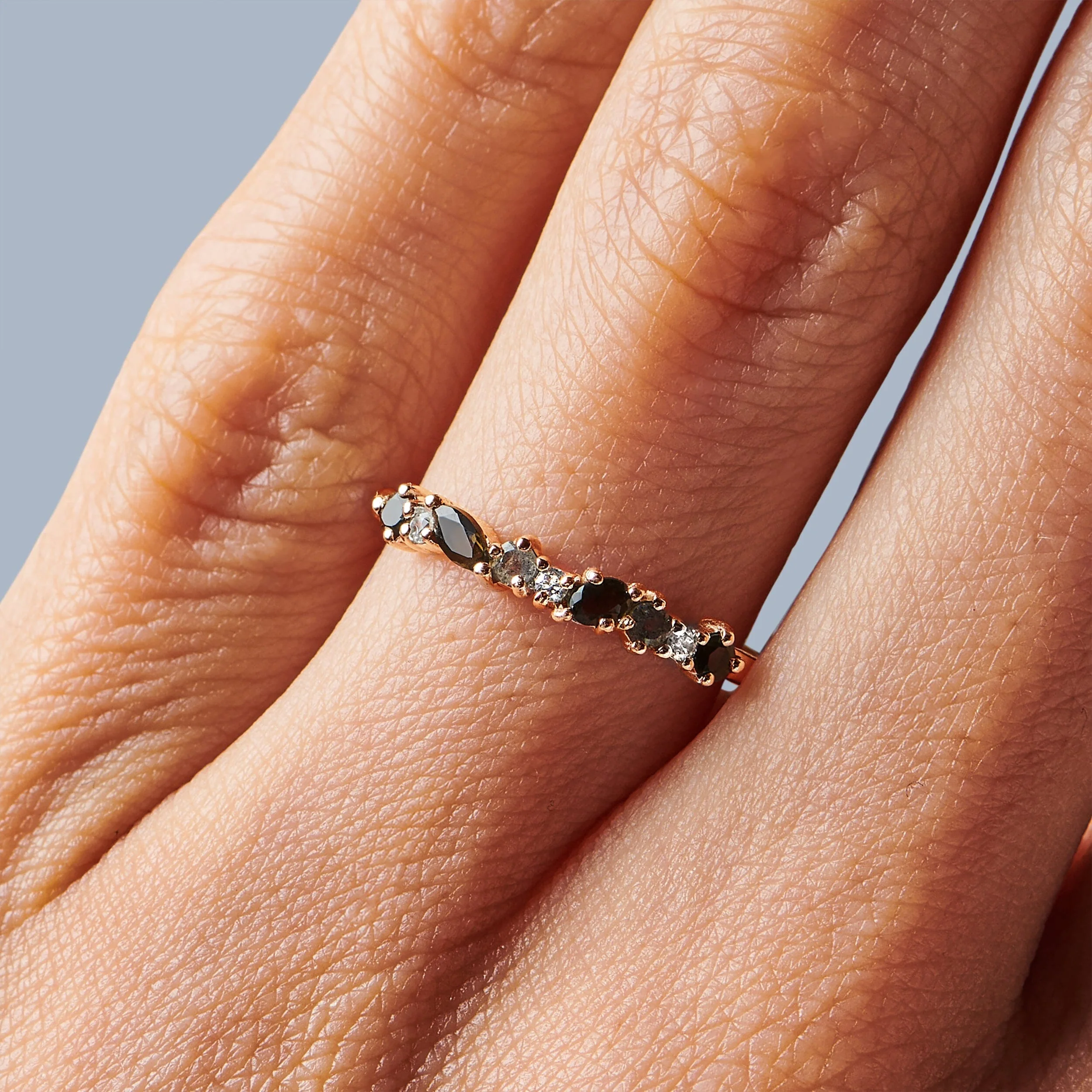Fine Black Obsidian Lab Diamond Ring - Grace - Image 5