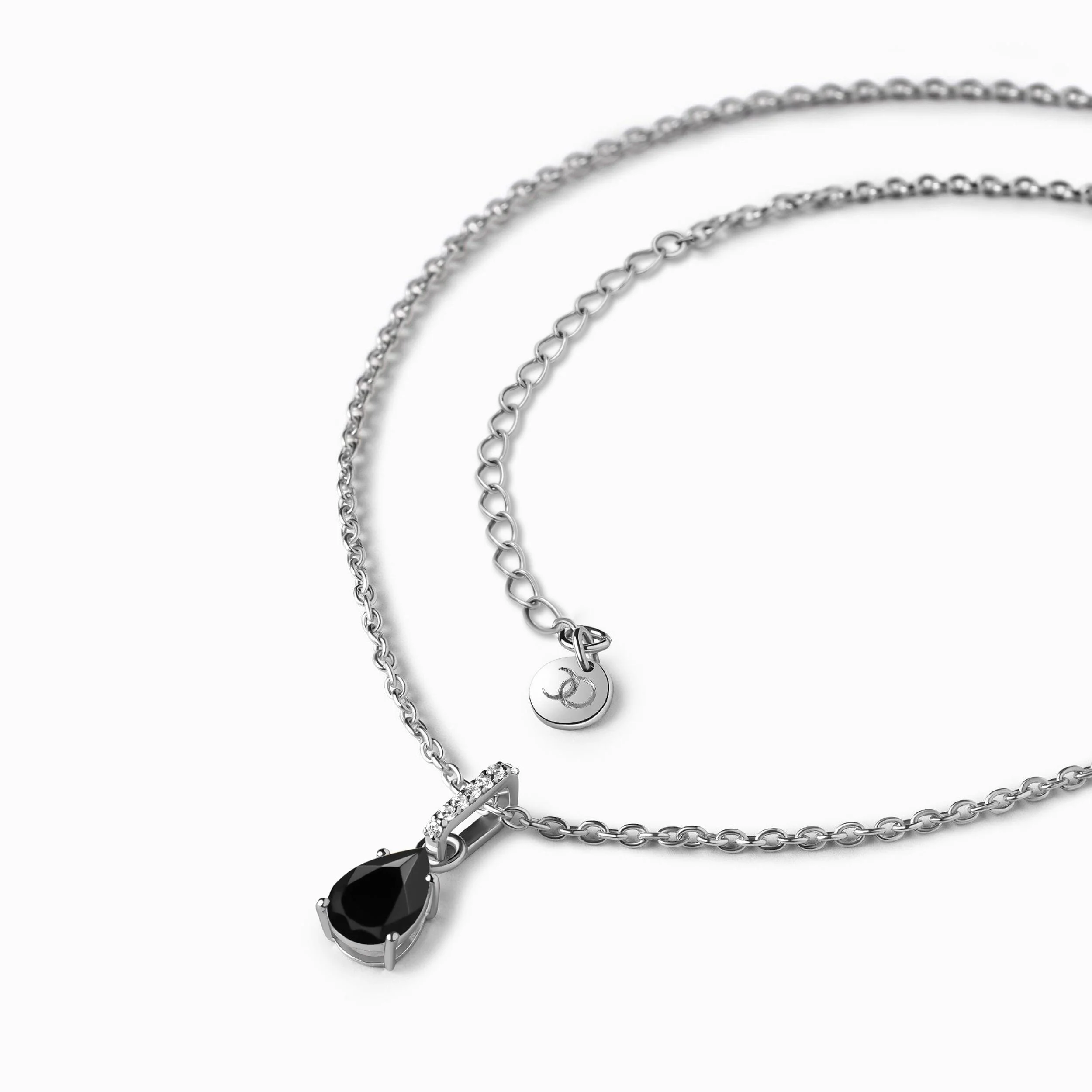 Fine Black Onyx Lab Diamond Necklace Sway - December Birthstone - Image 10