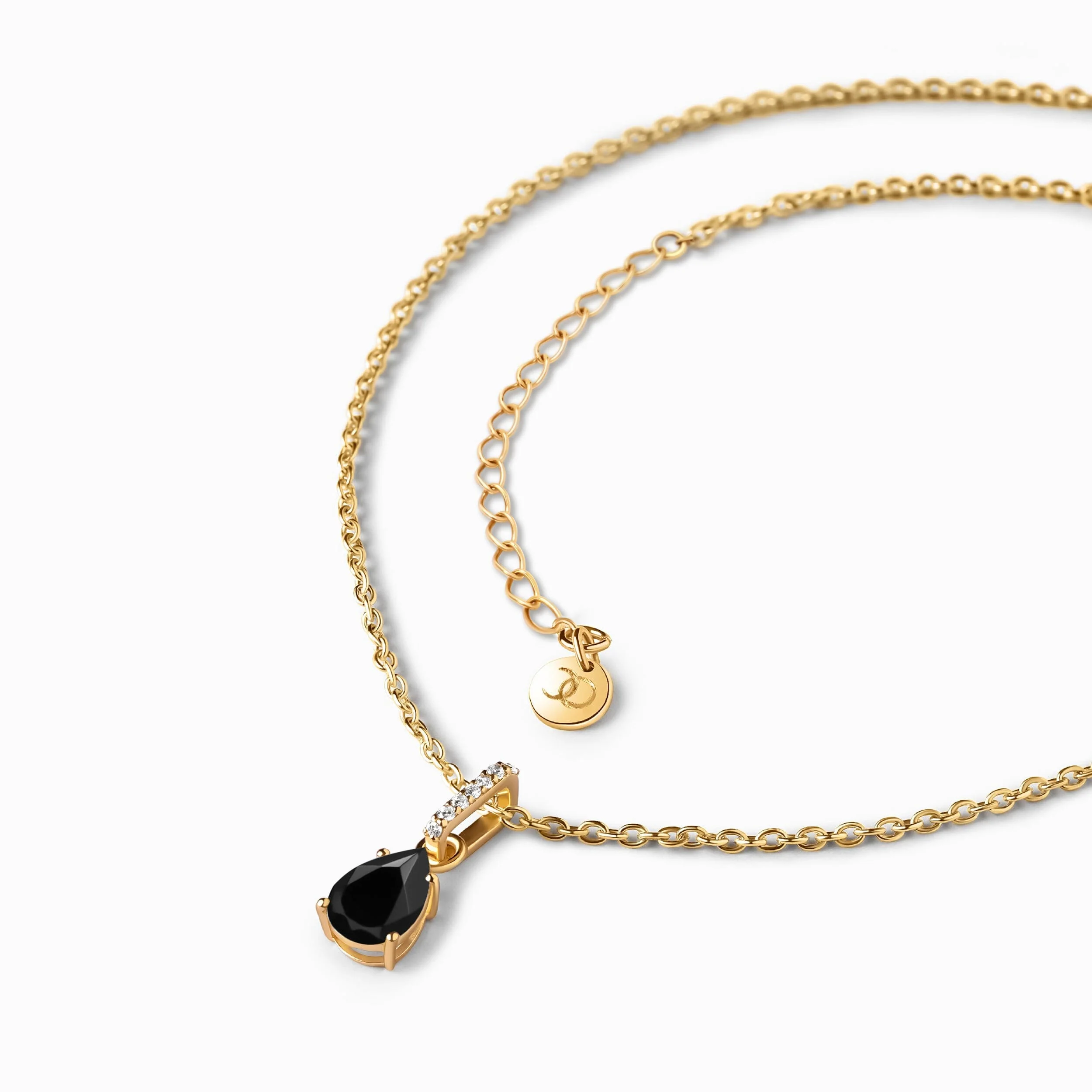 Fine Black Onyx Lab Diamond Necklace Sway - December Birthstone - Image 14