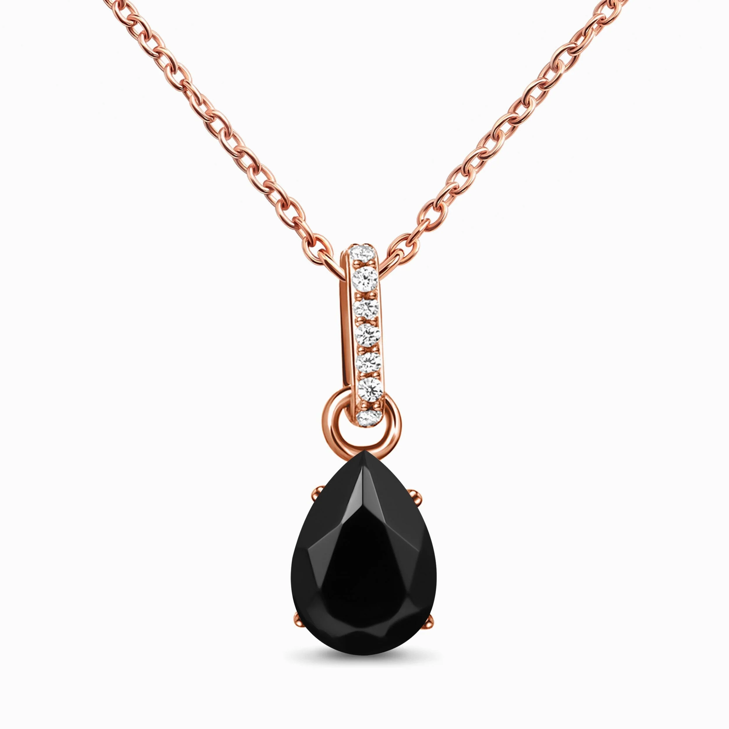 Fine Black Onyx Lab Diamond Necklace Sway - December Birthstone - Image 3