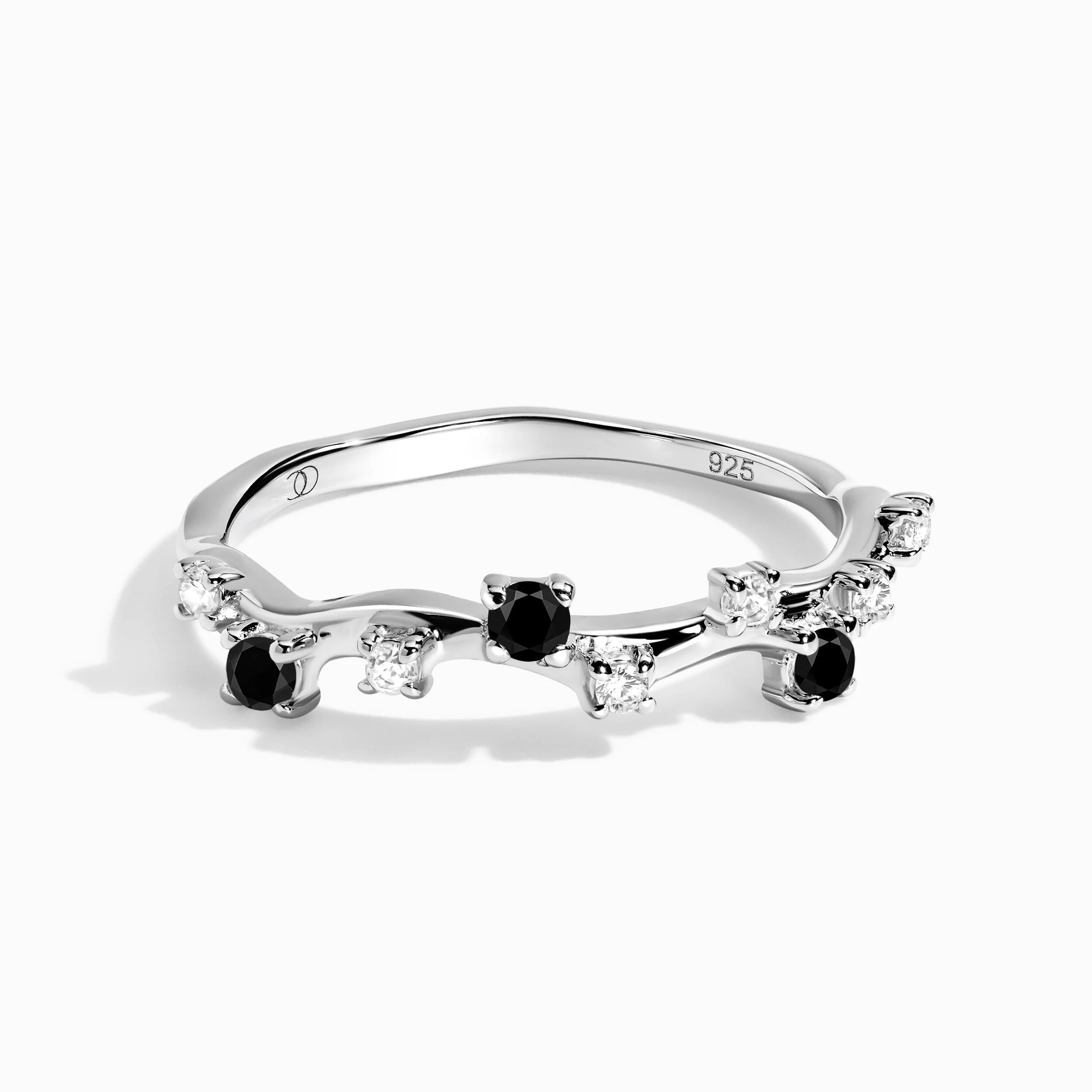 Fine Black Onyx Lab Diamond Ring - Stardust Band
