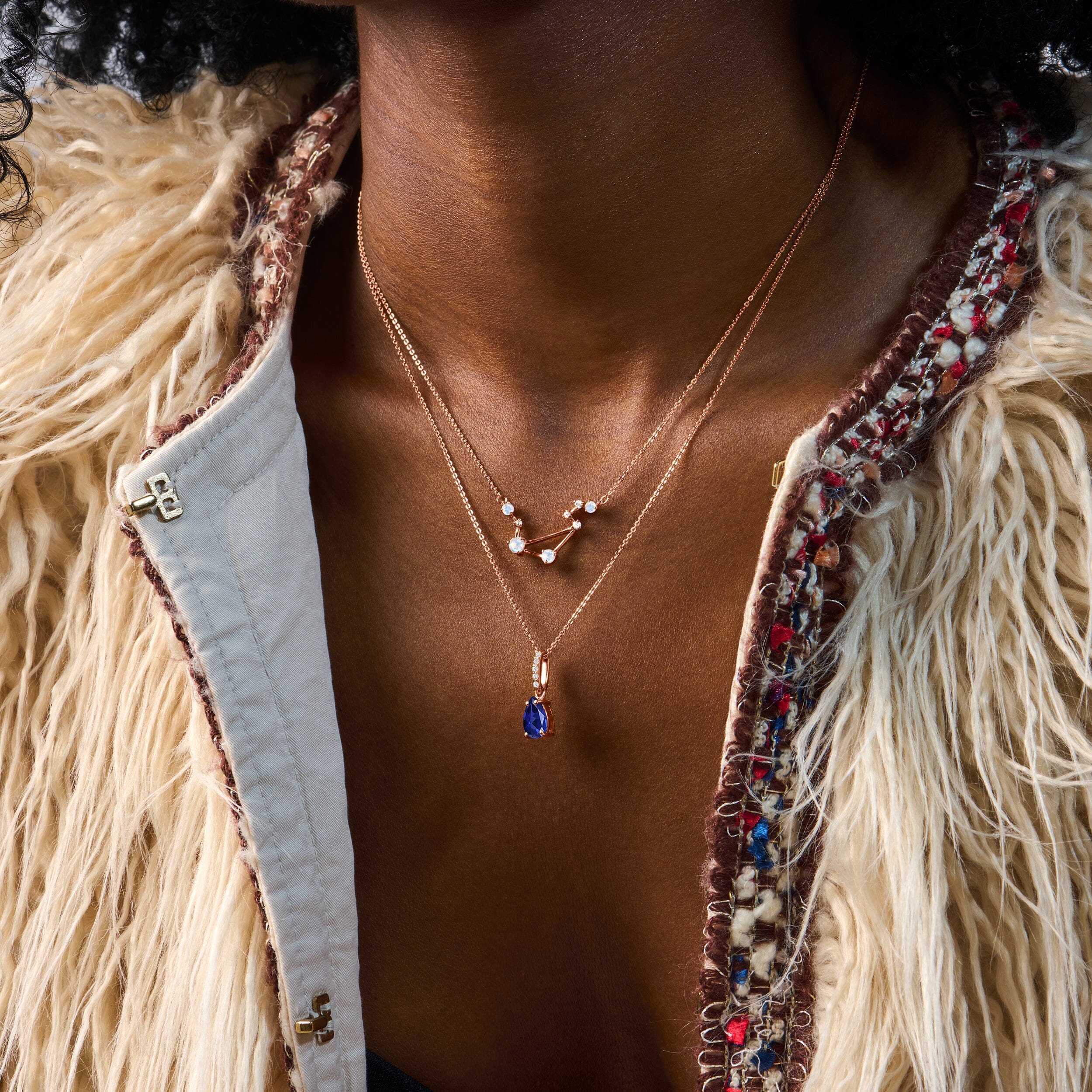 Fine Blue Sapphire Lab Diamond Necklace Sway - September Birthstone - Image 11