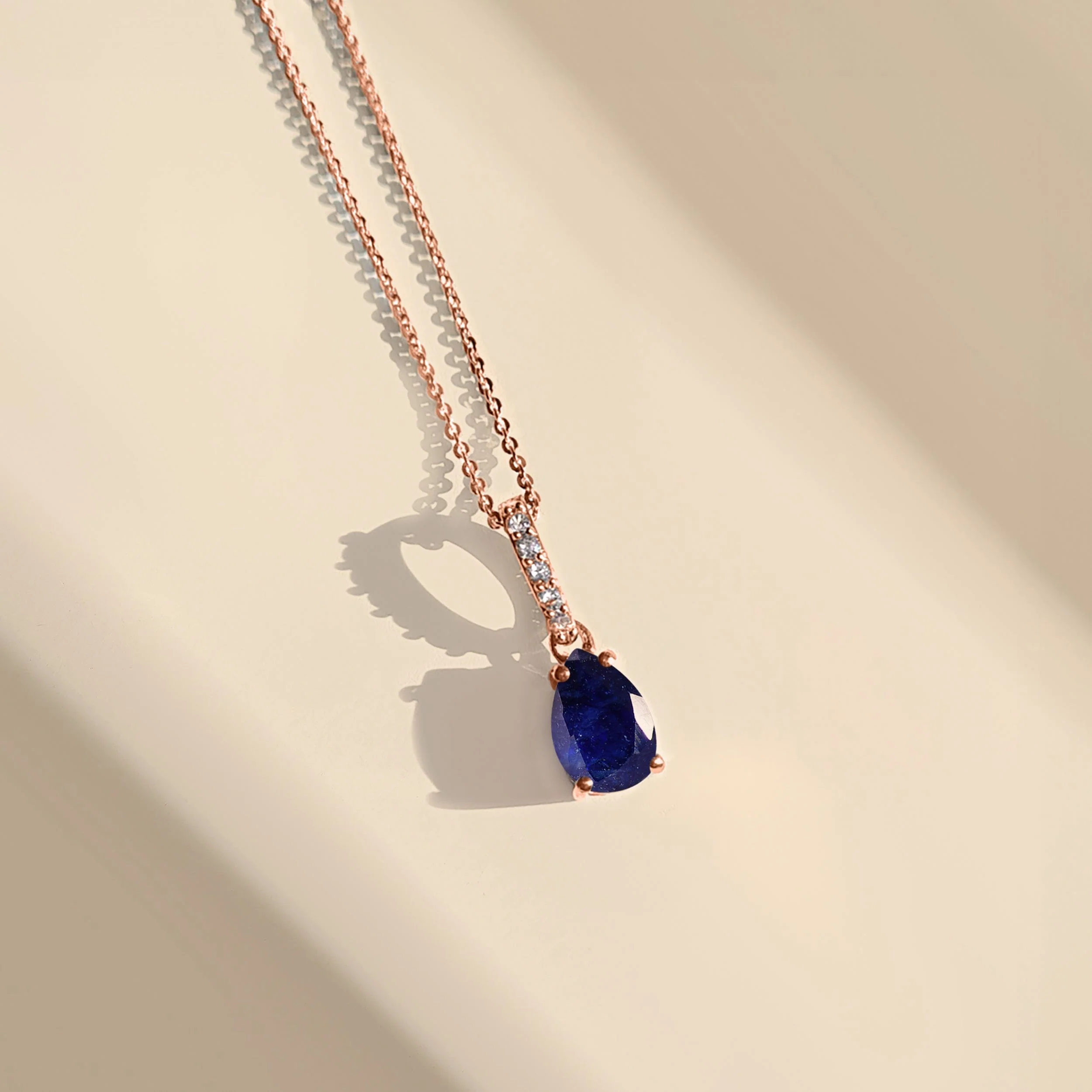 Fine Blue Sapphire Lab Diamond Necklace Sway - September Birthstone - Image 12